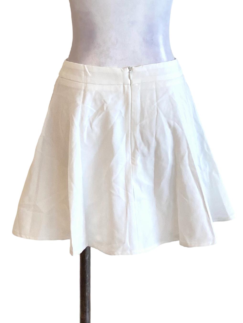 Pearl White High Waisted Flowy Mini A-Line Skirt