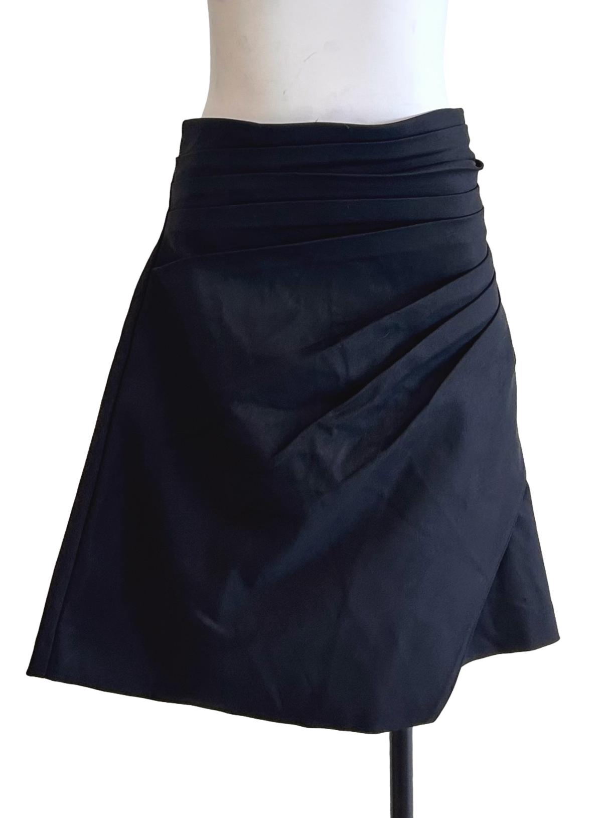 Black Asymmetric Wrap Skirt