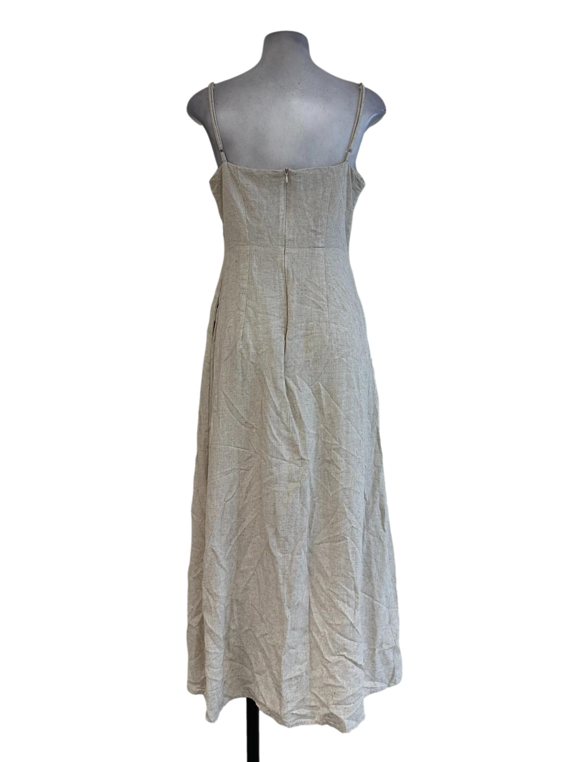 Egg Nog Beige Linen Sleeveless Dress