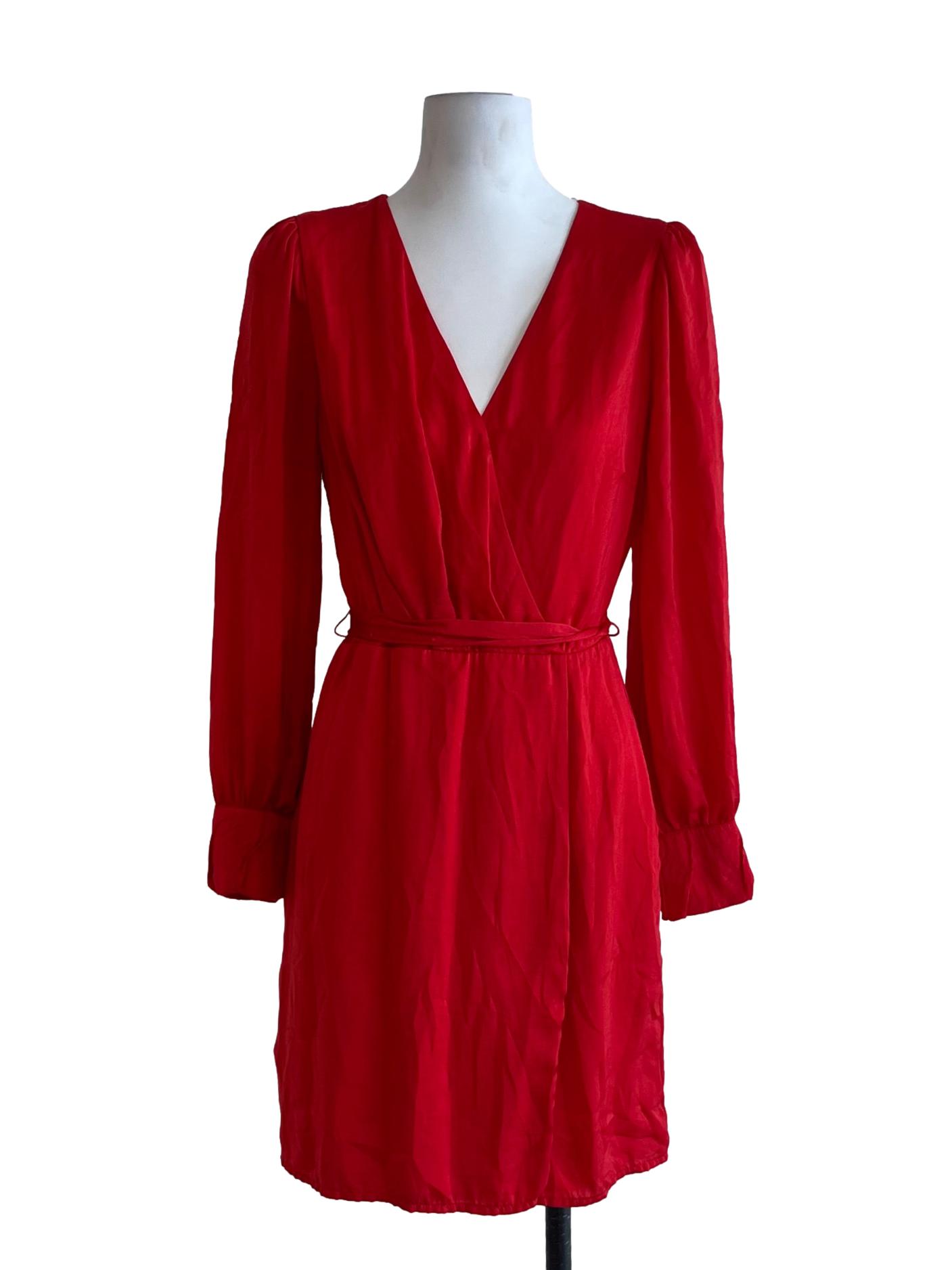 Candy Red V-Neckline Empire Dress