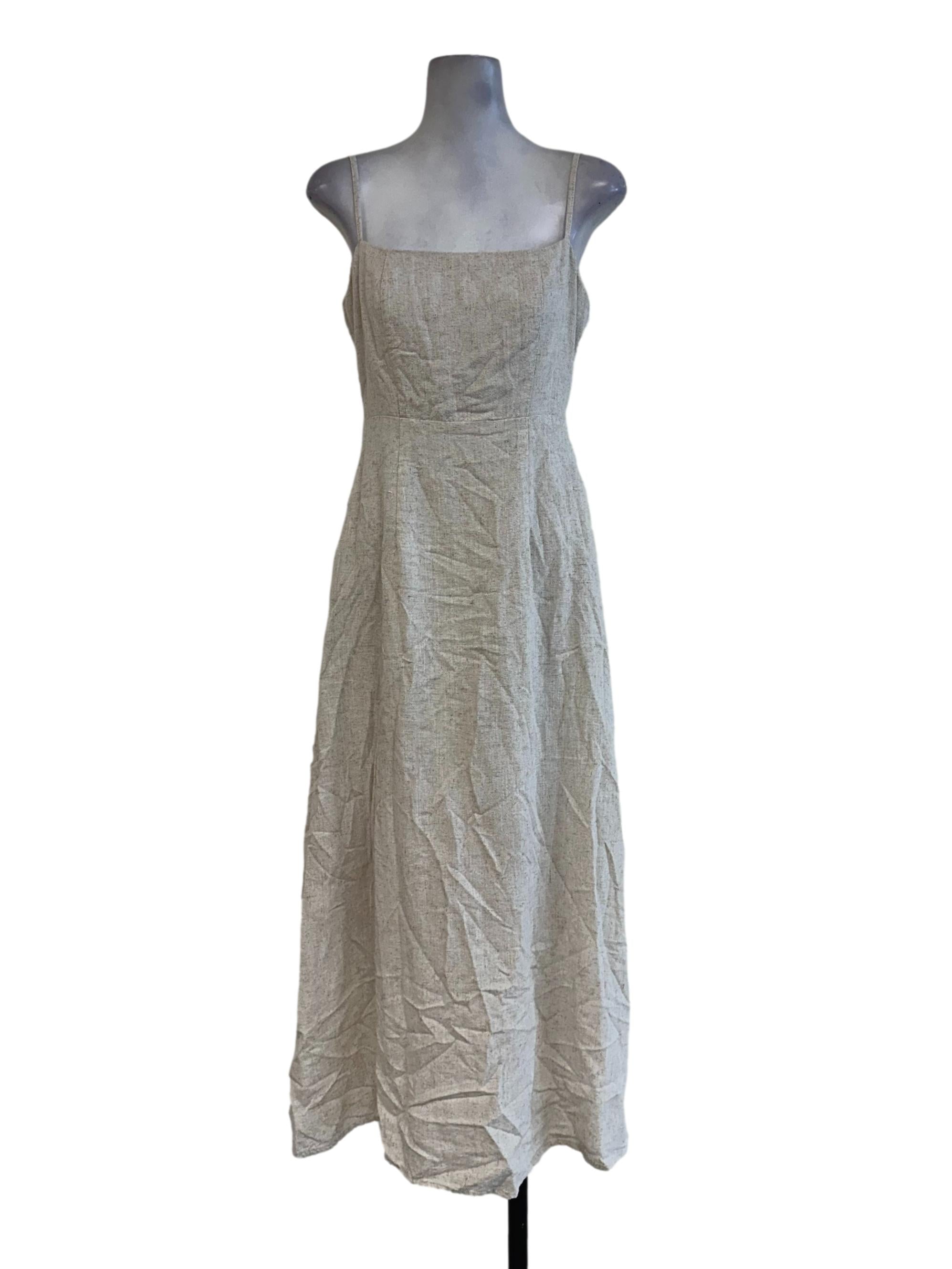 Egg Nog Beige Linen Sleeveless Dress