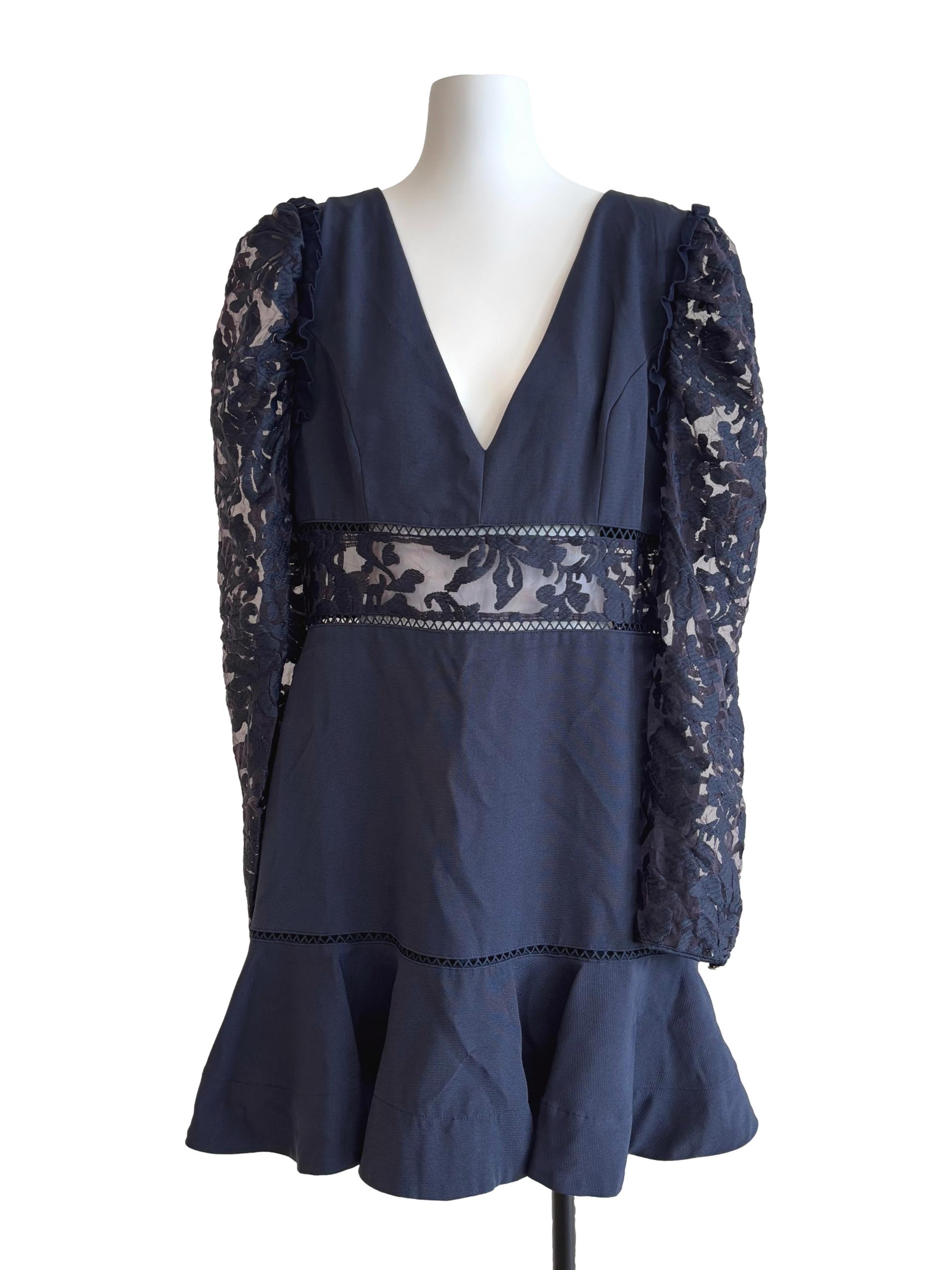 Spruce Blue Sheer Sleeve Mini Dress