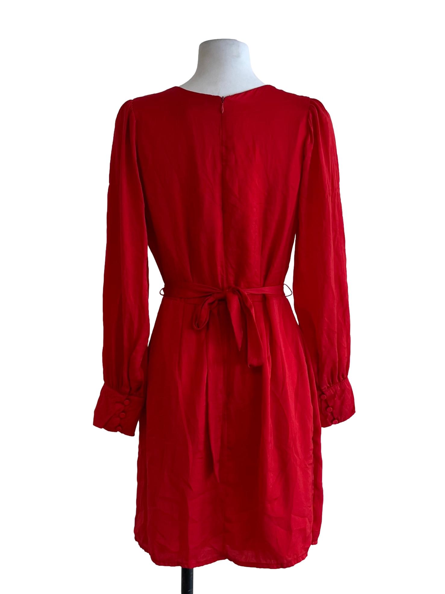 Candy Red V-Neckline Empire Dress
