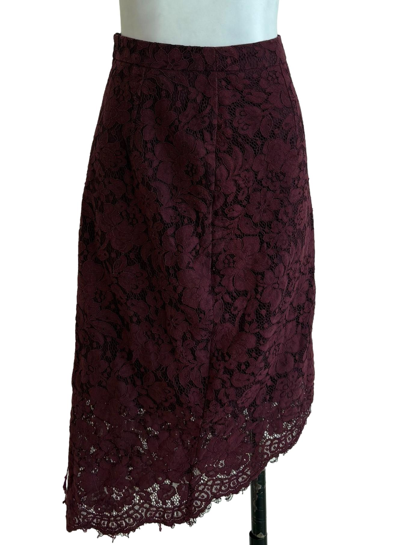 Burgundy Laced Floral Skirt