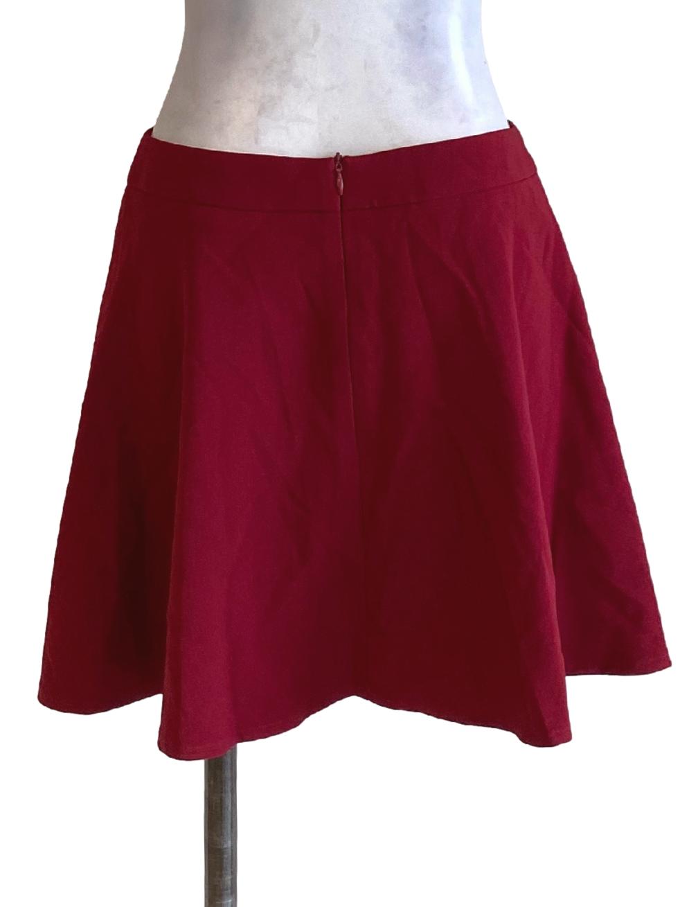 Scarlet Red Plain Flowy Mini A-Line Skirt