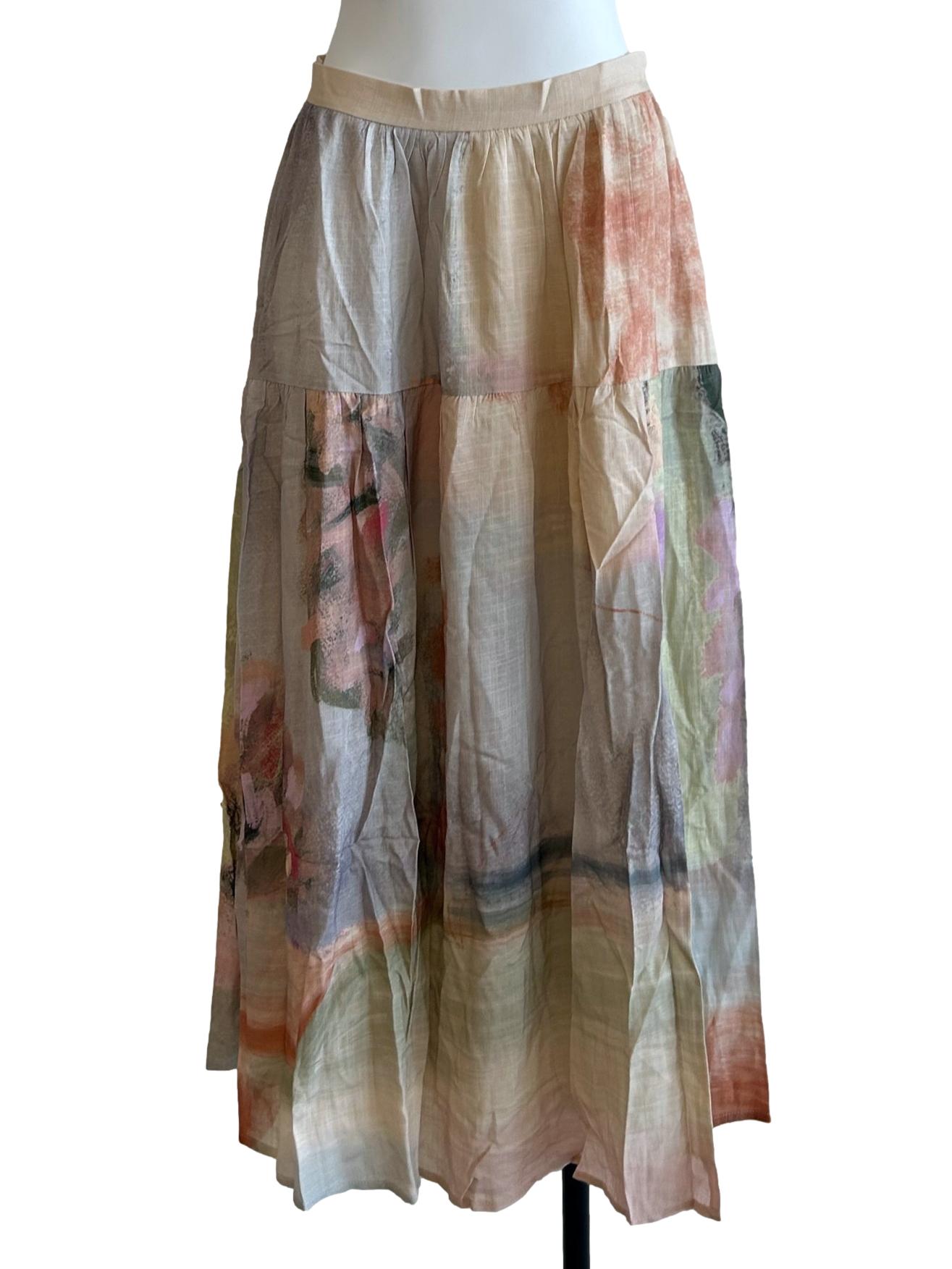 Pink Soleil Rayon Tiered Skirt OSN