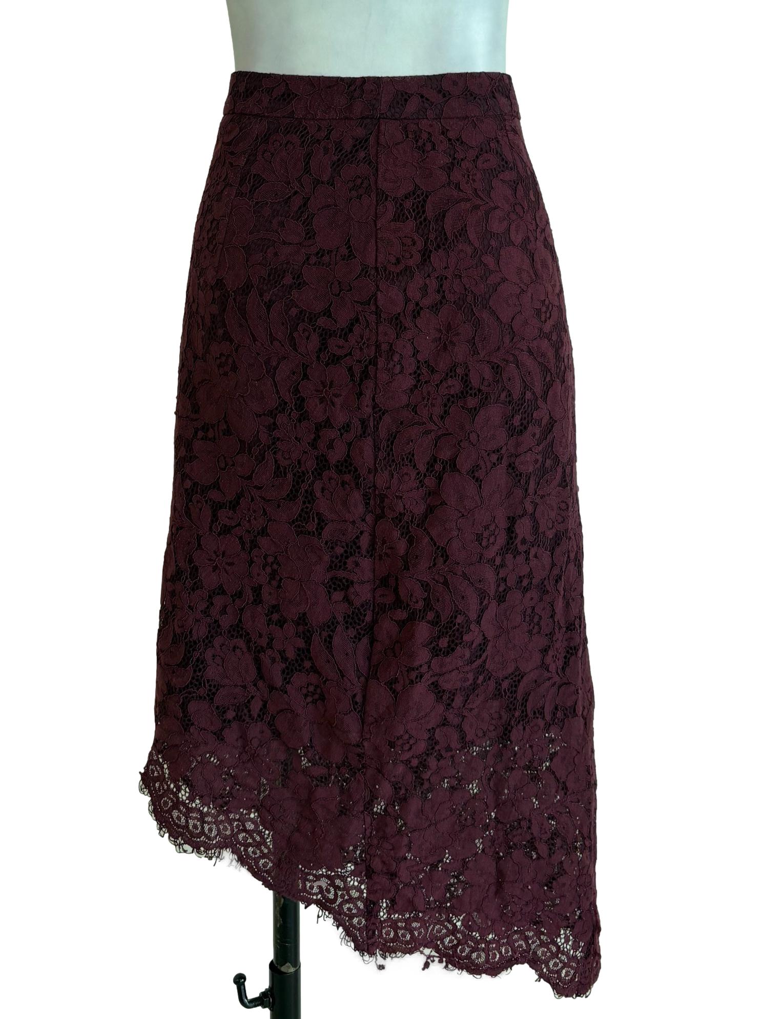 Burgundy Laced Floral Skirt