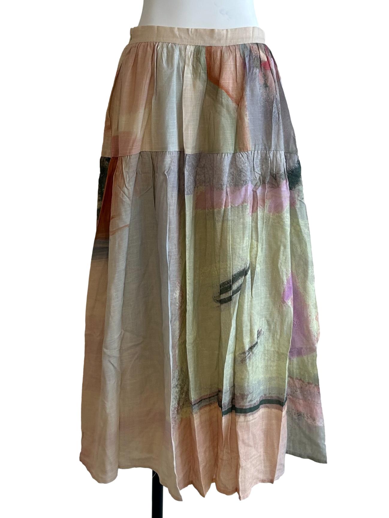 Pink Soleil Rayon Tiered Skirt OSN
