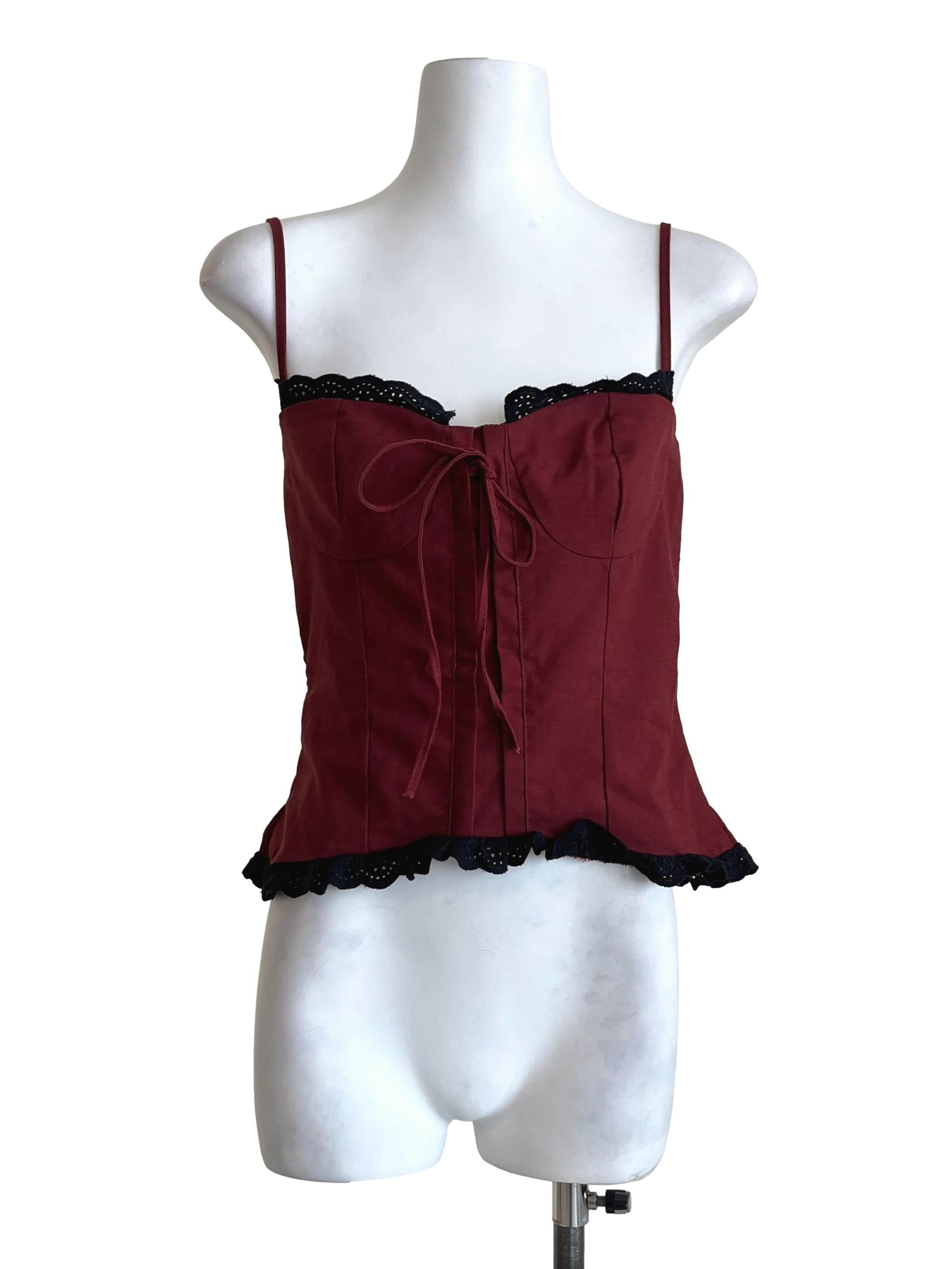 Garnet Red Spaghetti Sleeveless Top