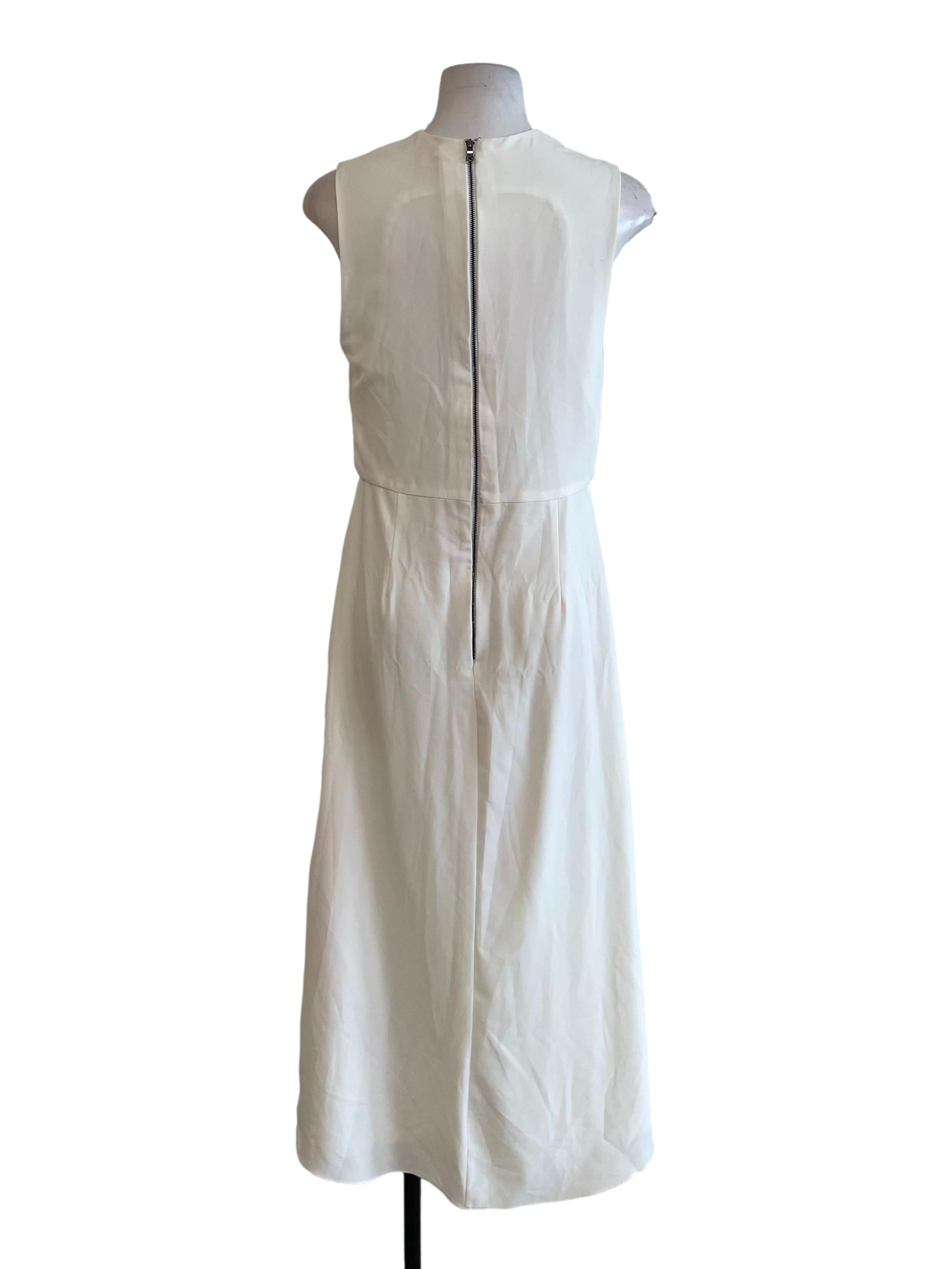 Cream Draped V Neck Dress