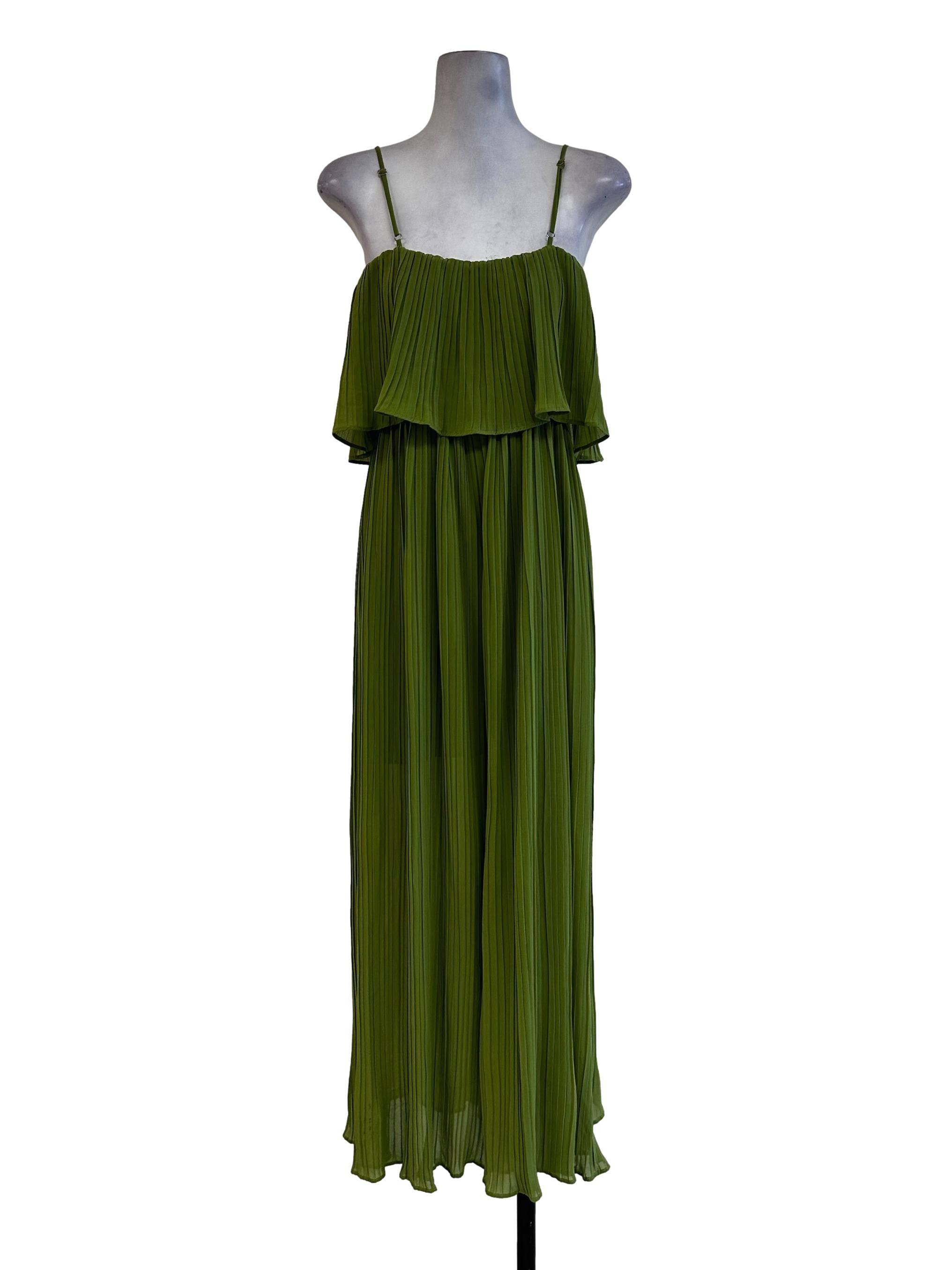 Pear Green Pleated Pattern Jumpsuit