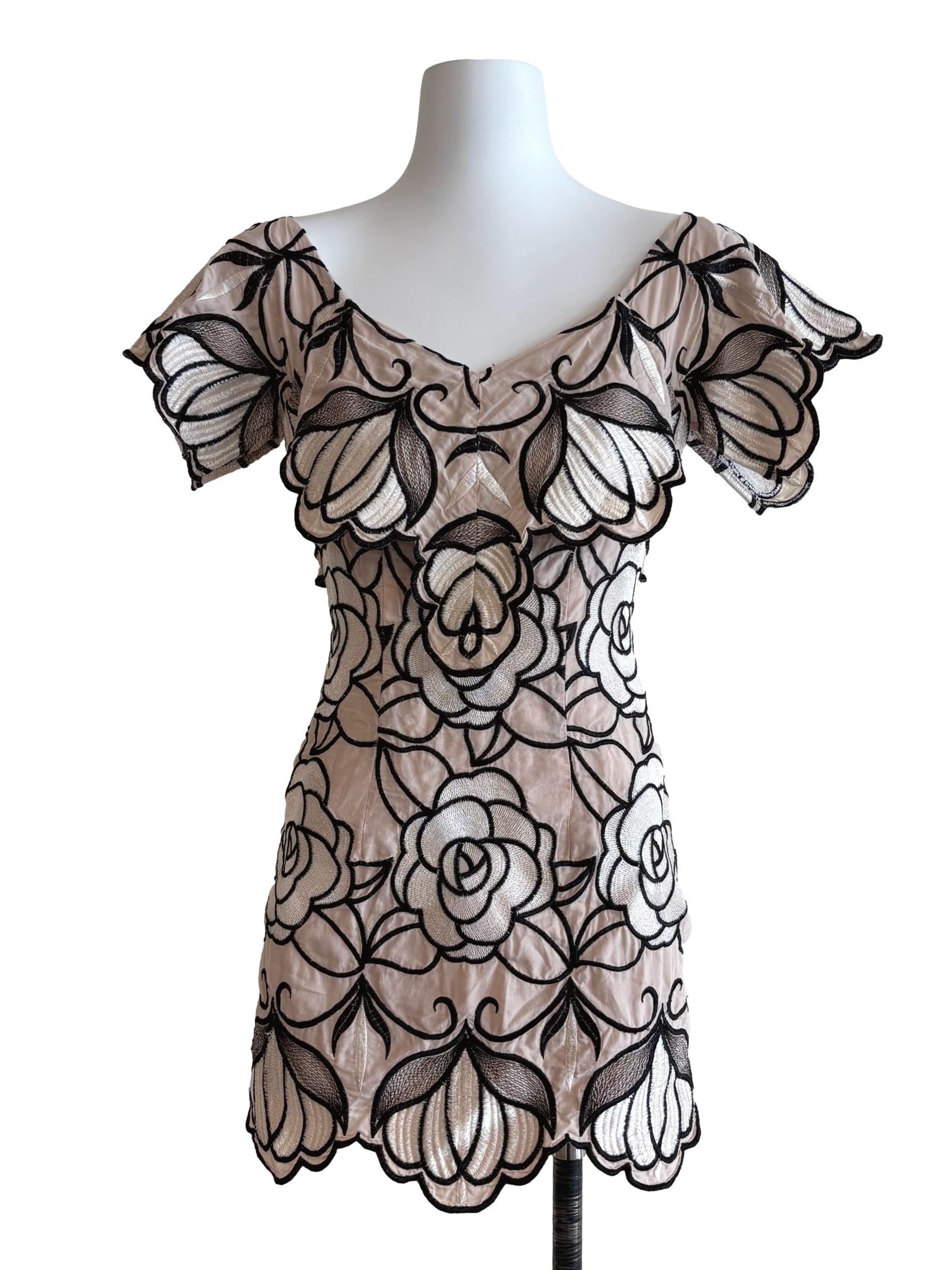 Coconut White Embroidered Sheath Dress