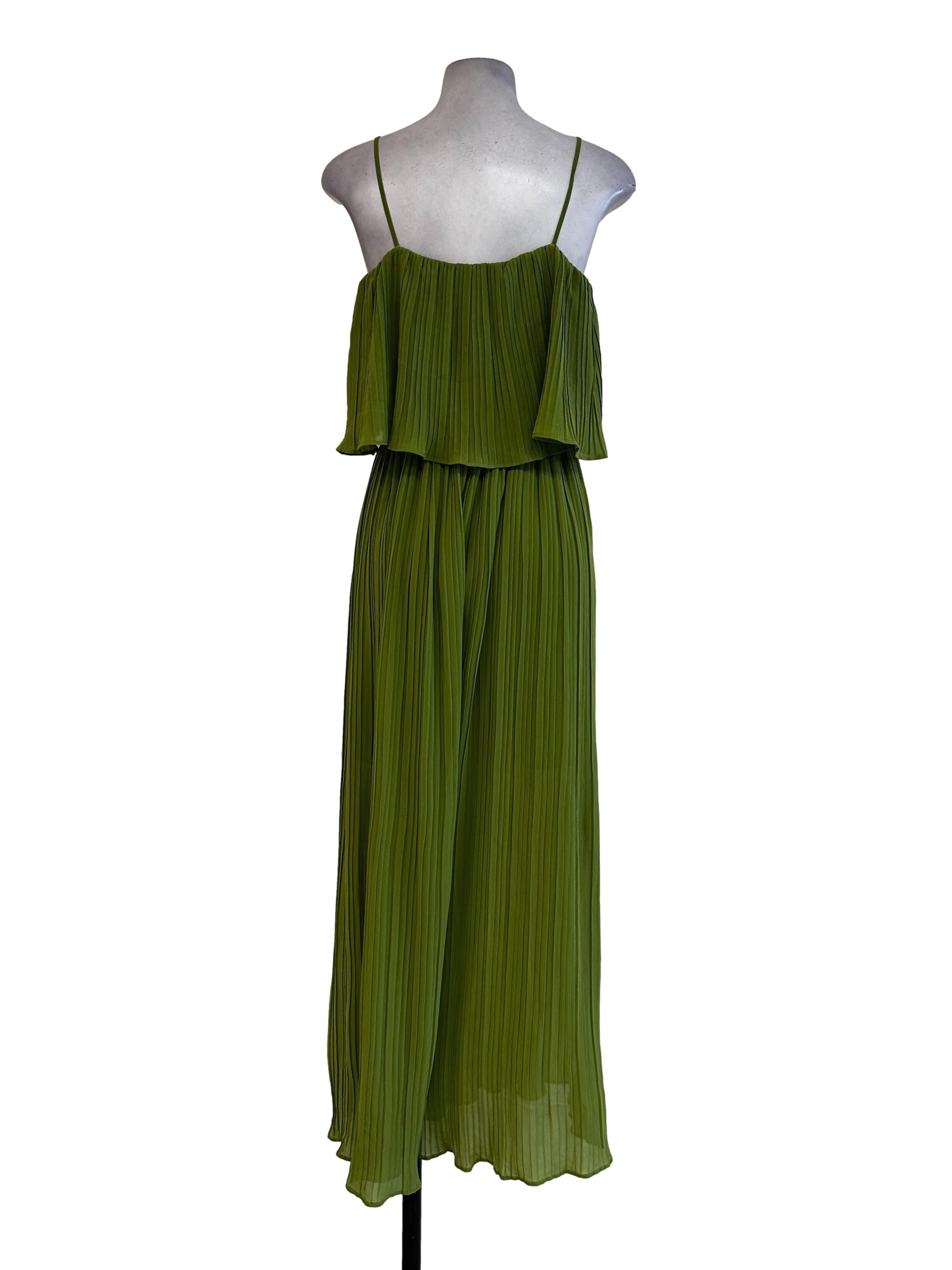 Pear Green Pleated Pattern Jumpsuit