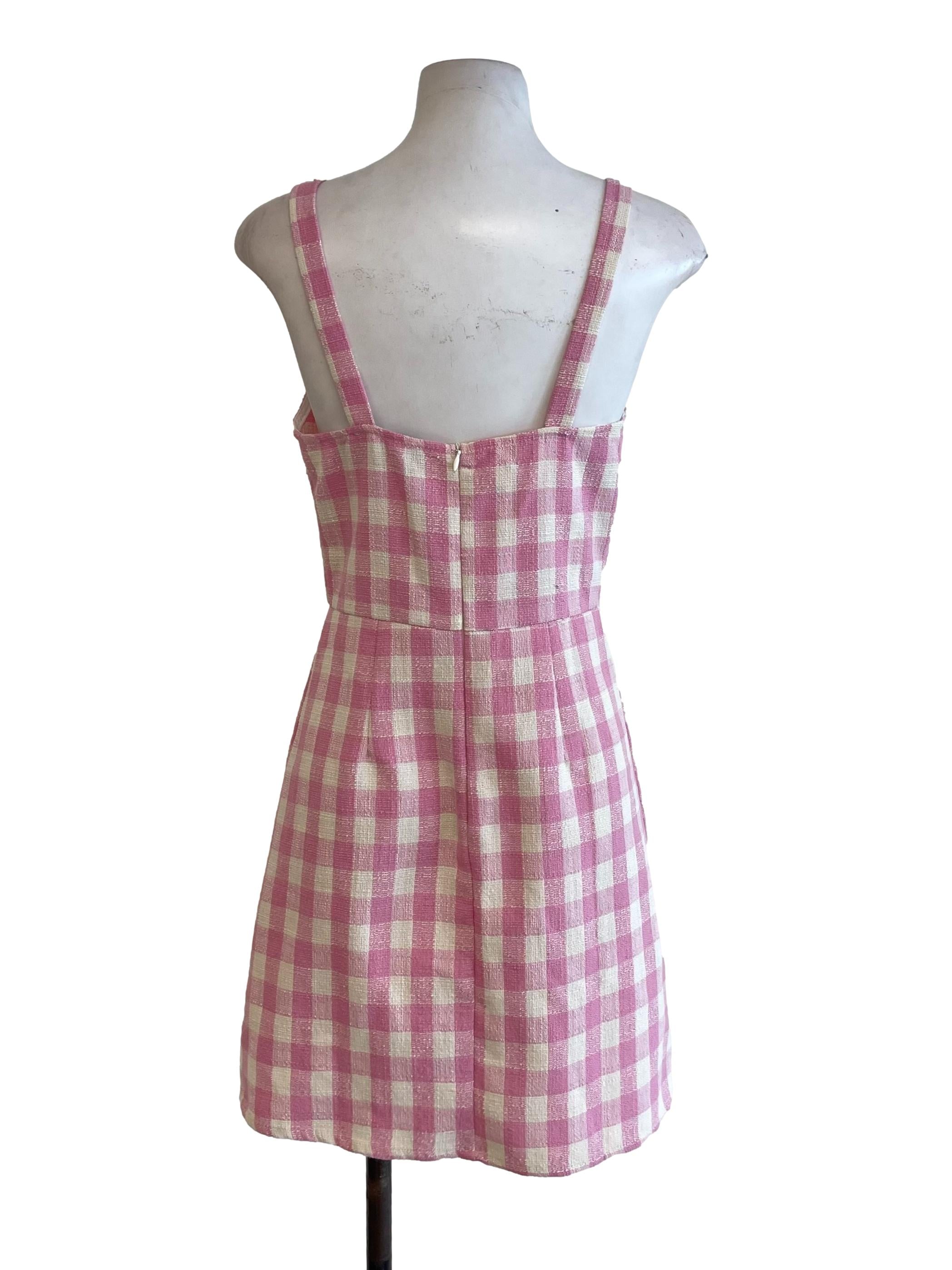 Pink Gingham A-Line Dress