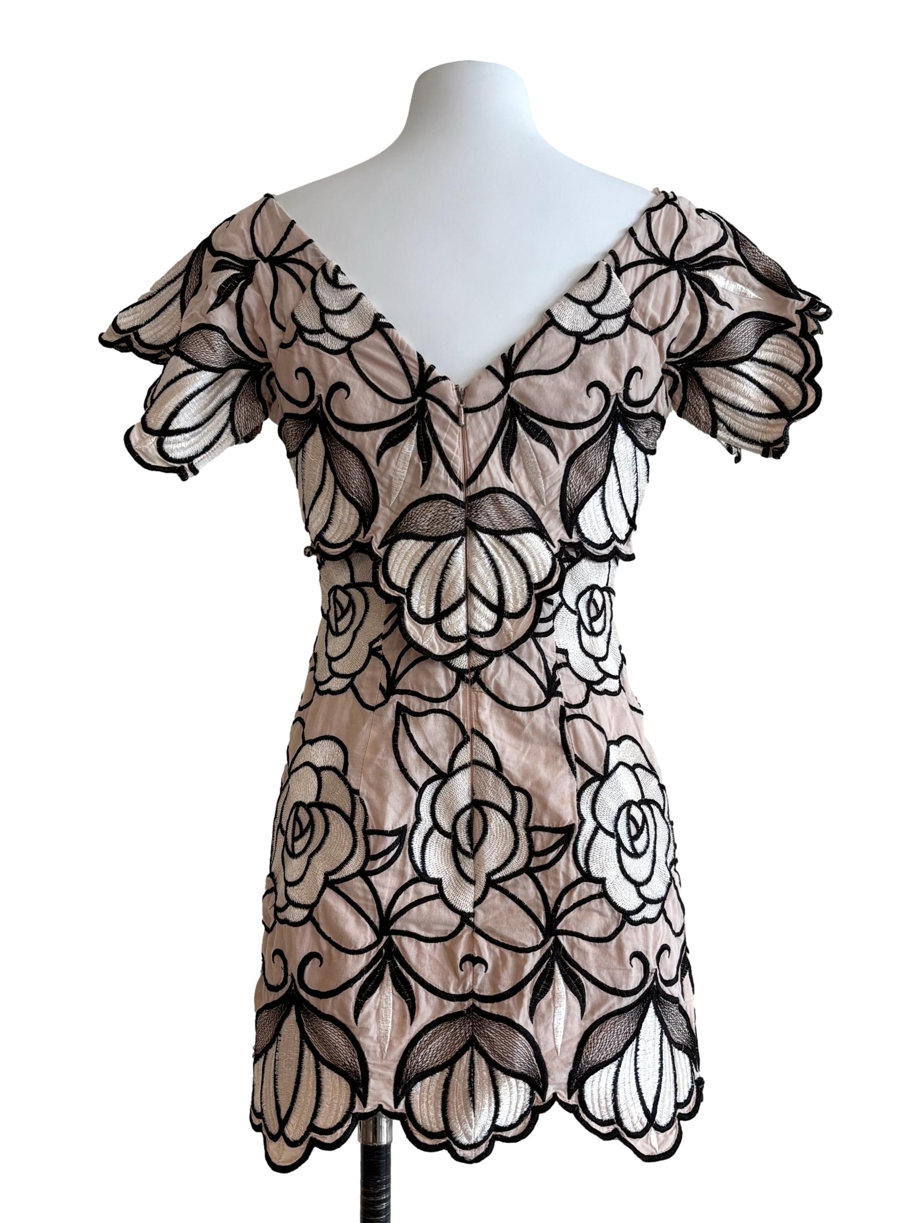 Coconut White Embroidered Sheath Dress