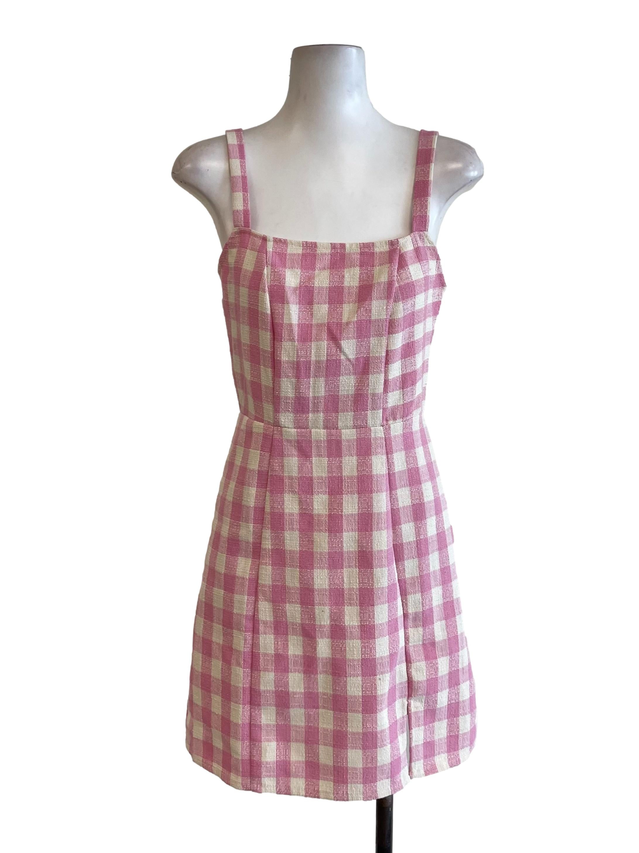 Pink Gingham A-Line Dress
