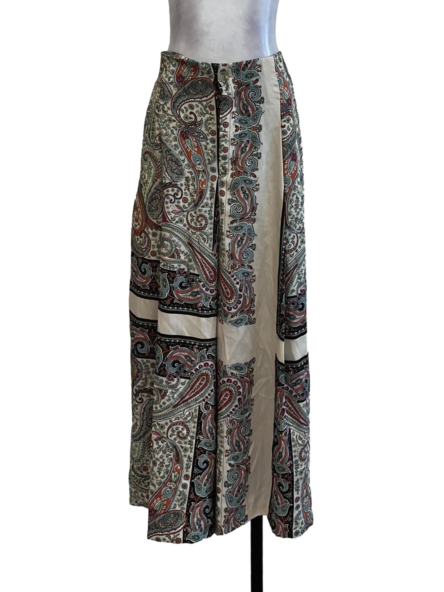 Beige Floral Pattern Palazzo Slit Pants