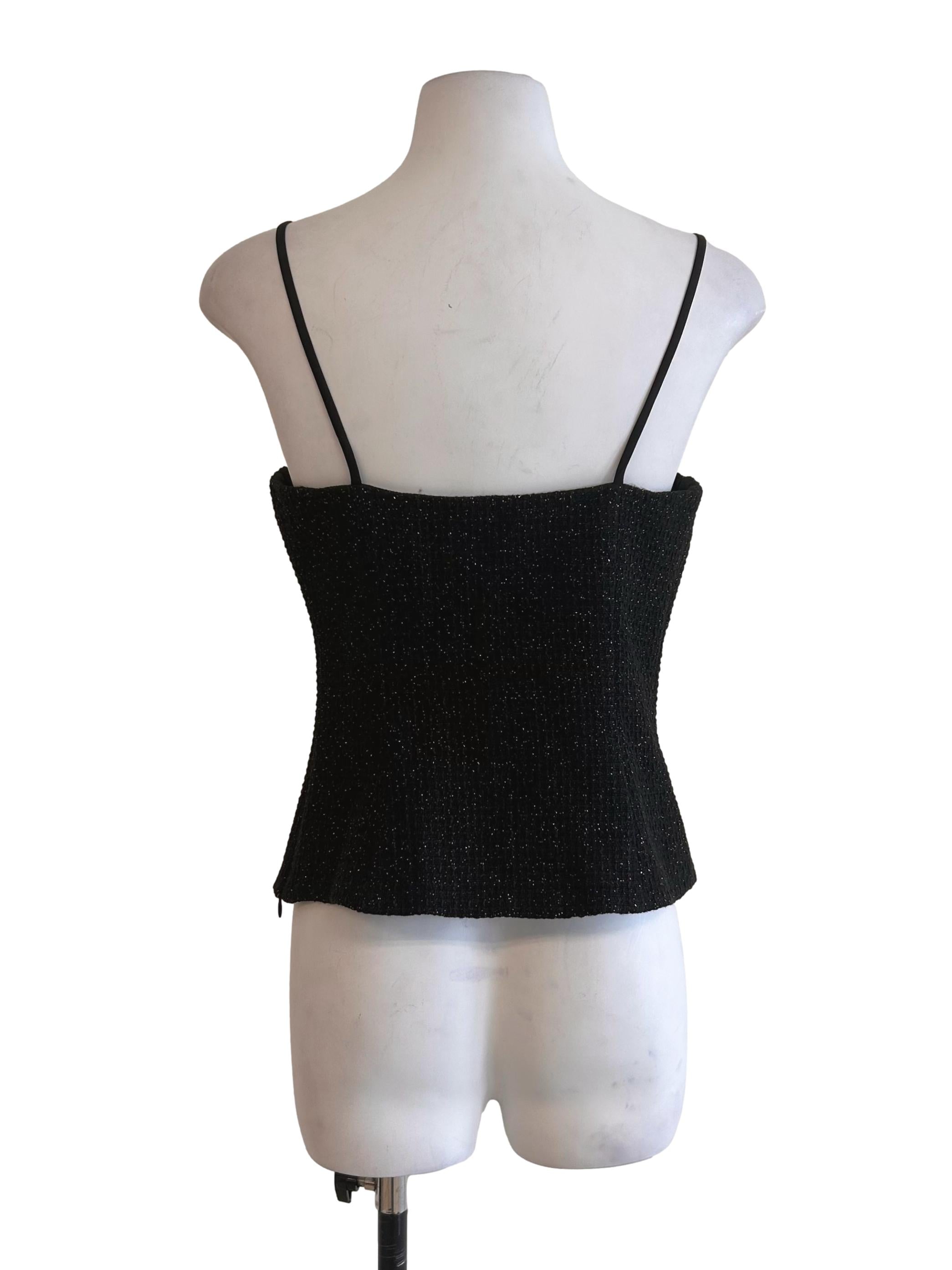 Black Tweed Corset Spaghetti Strap Top LB