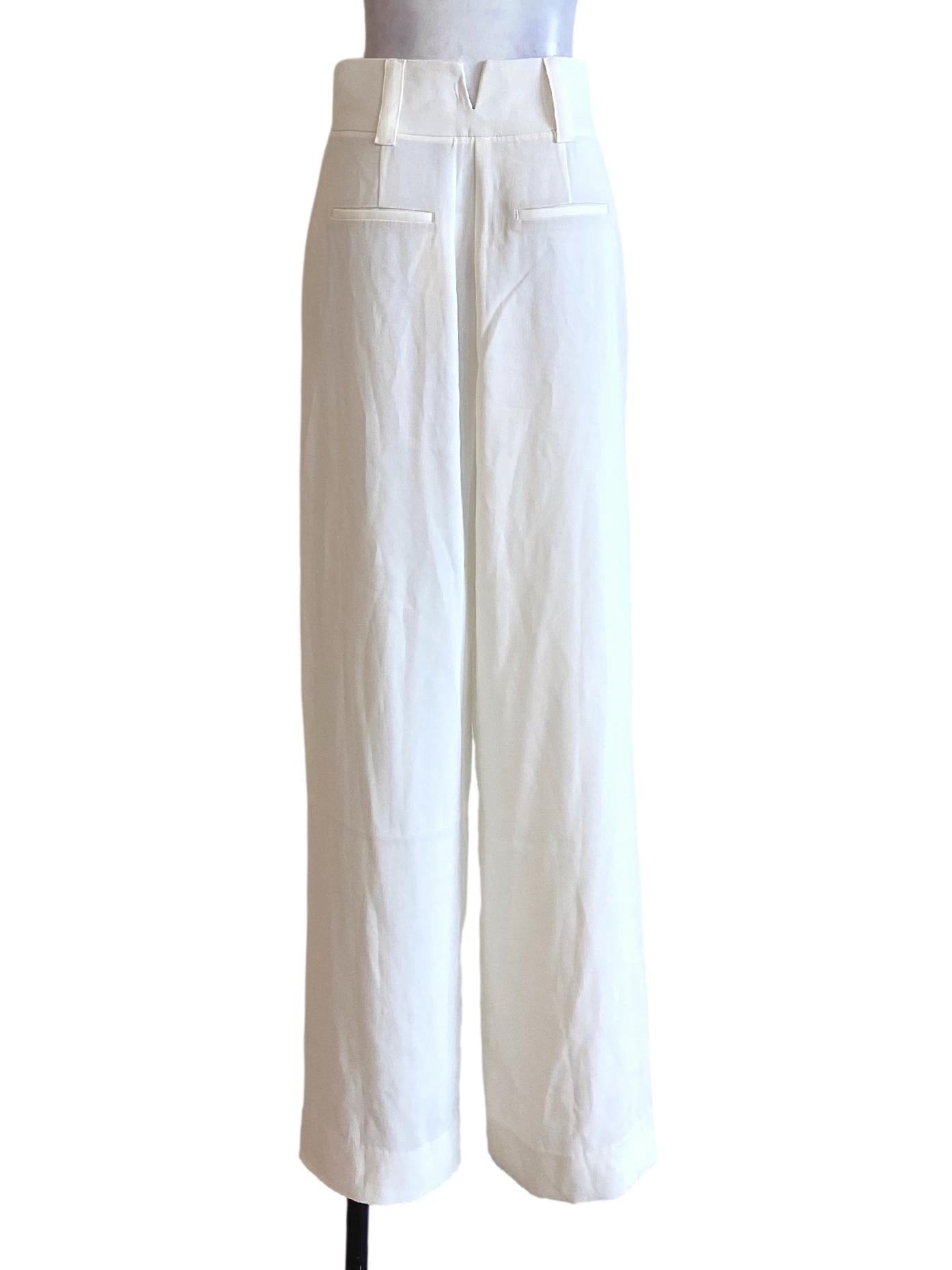 Pearl White High Waisted Loose Slack Pants LB