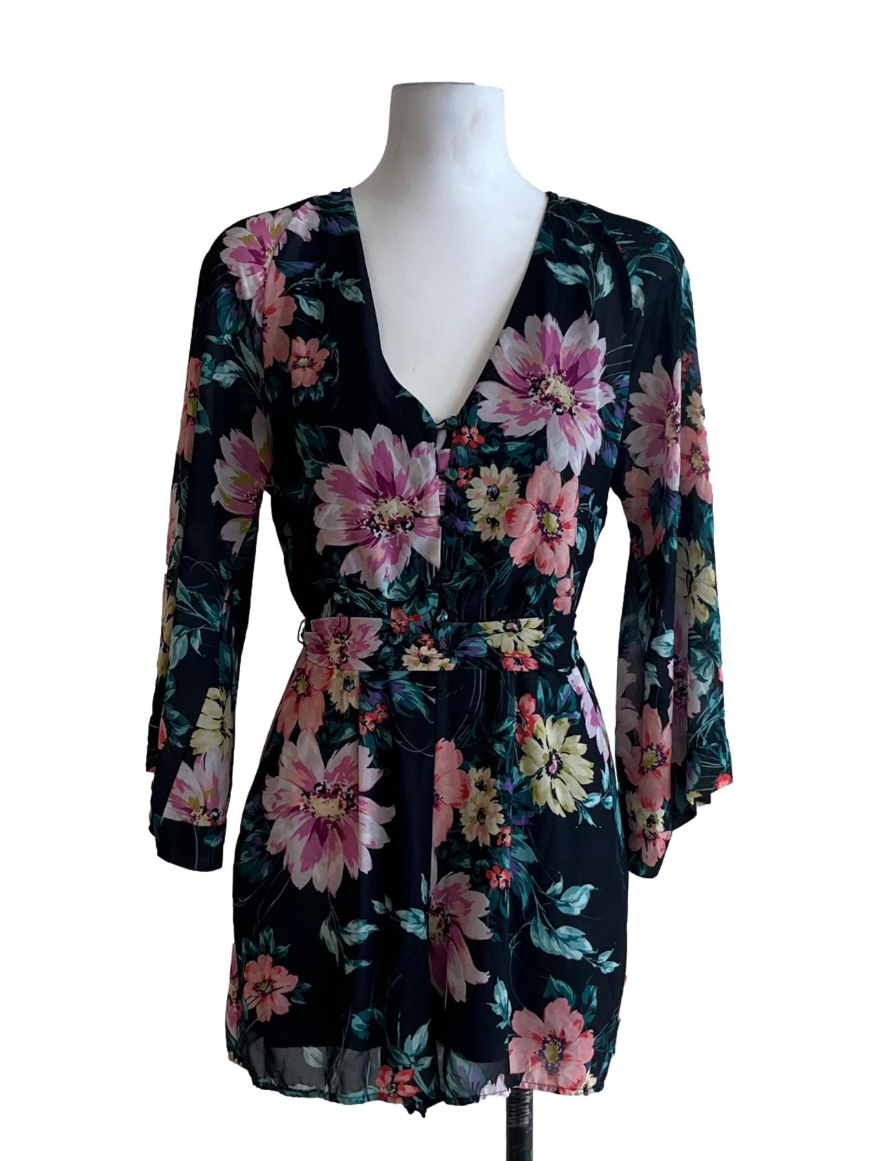 Black Floral Romper