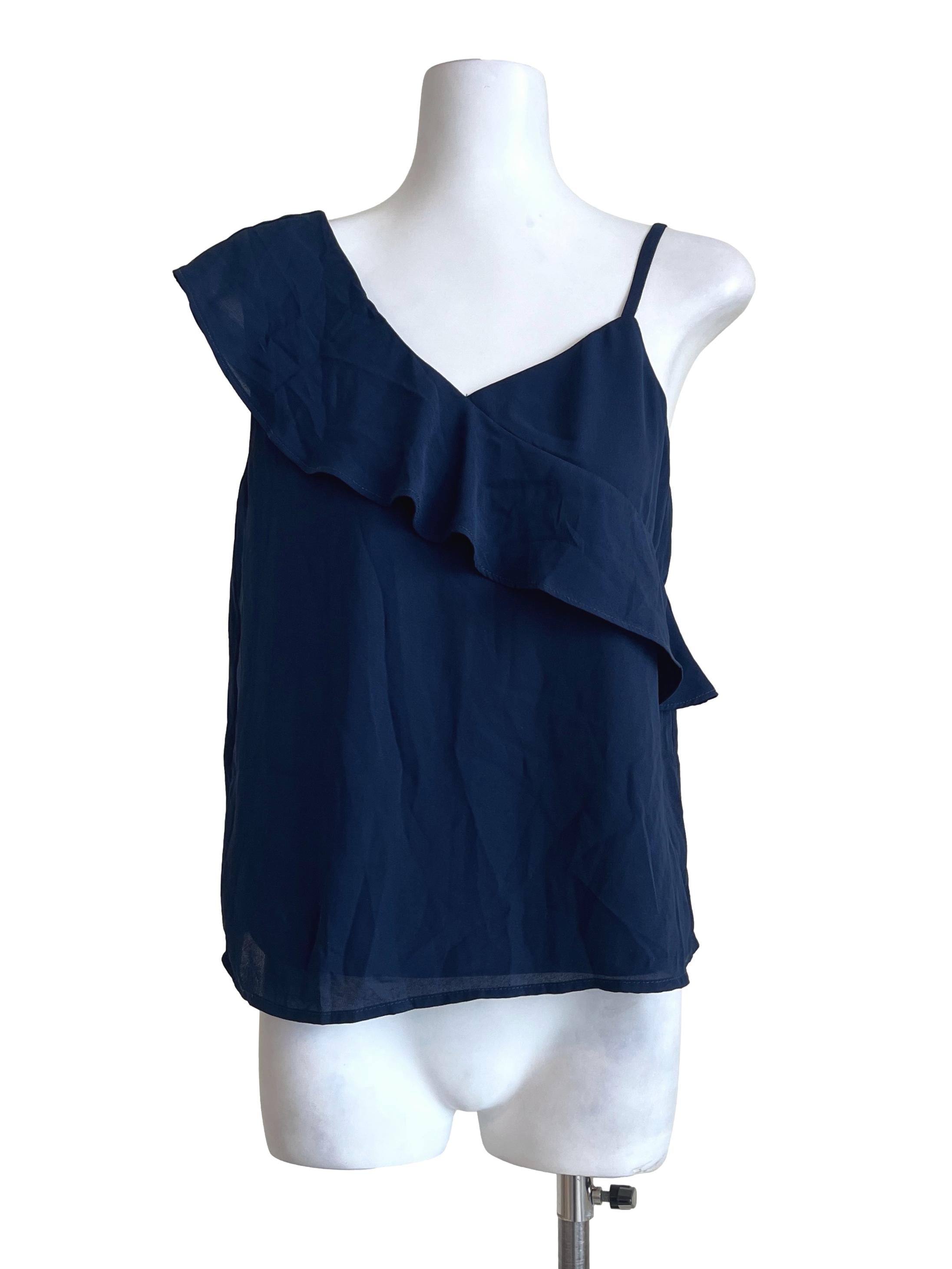 Indigo Blue Asymmetrical Sleeveless Top TCL