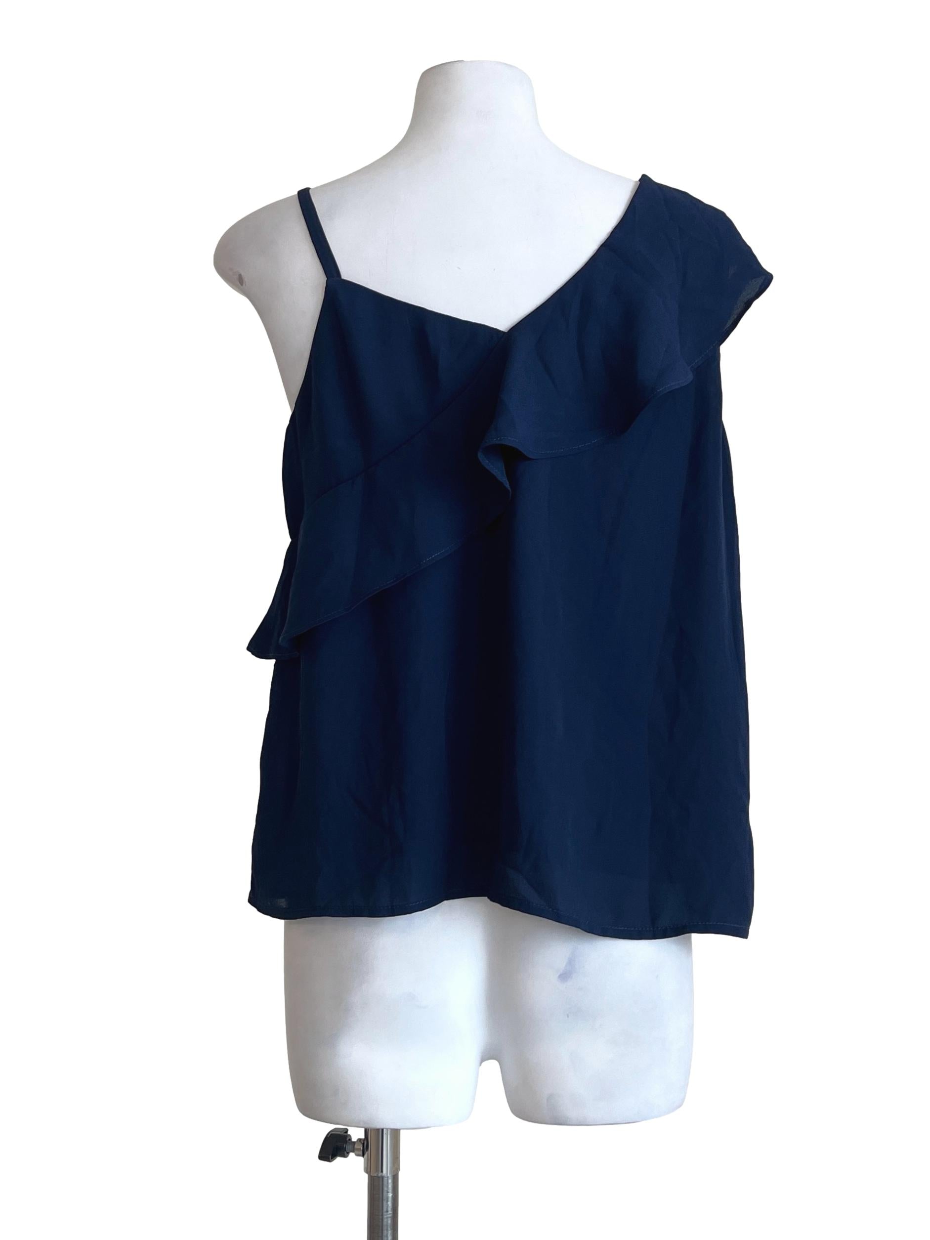 Indigo Blue Asymmetrical Sleeveless Top TCL