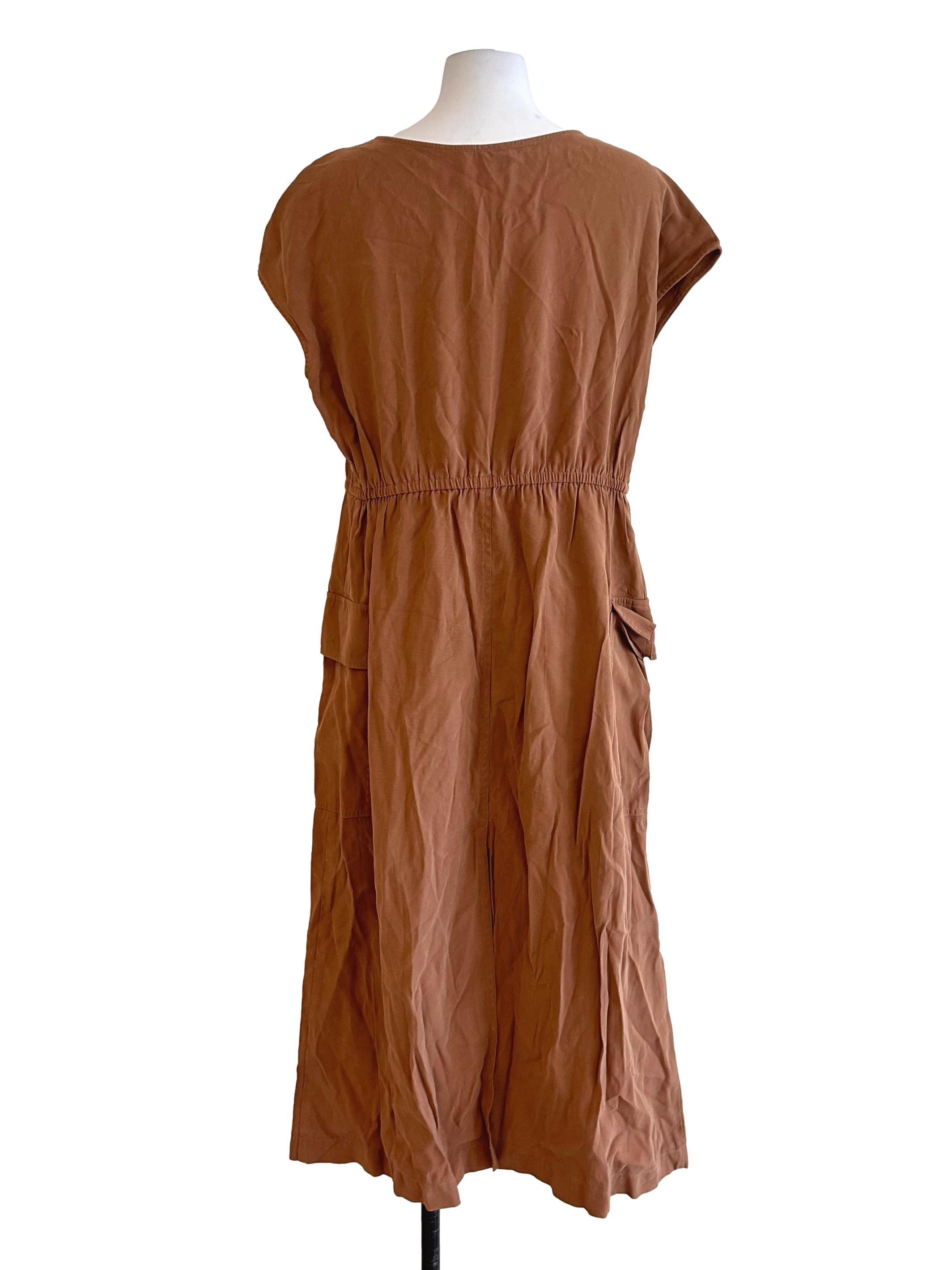 Tawny Brown Drawstring Waist Dress