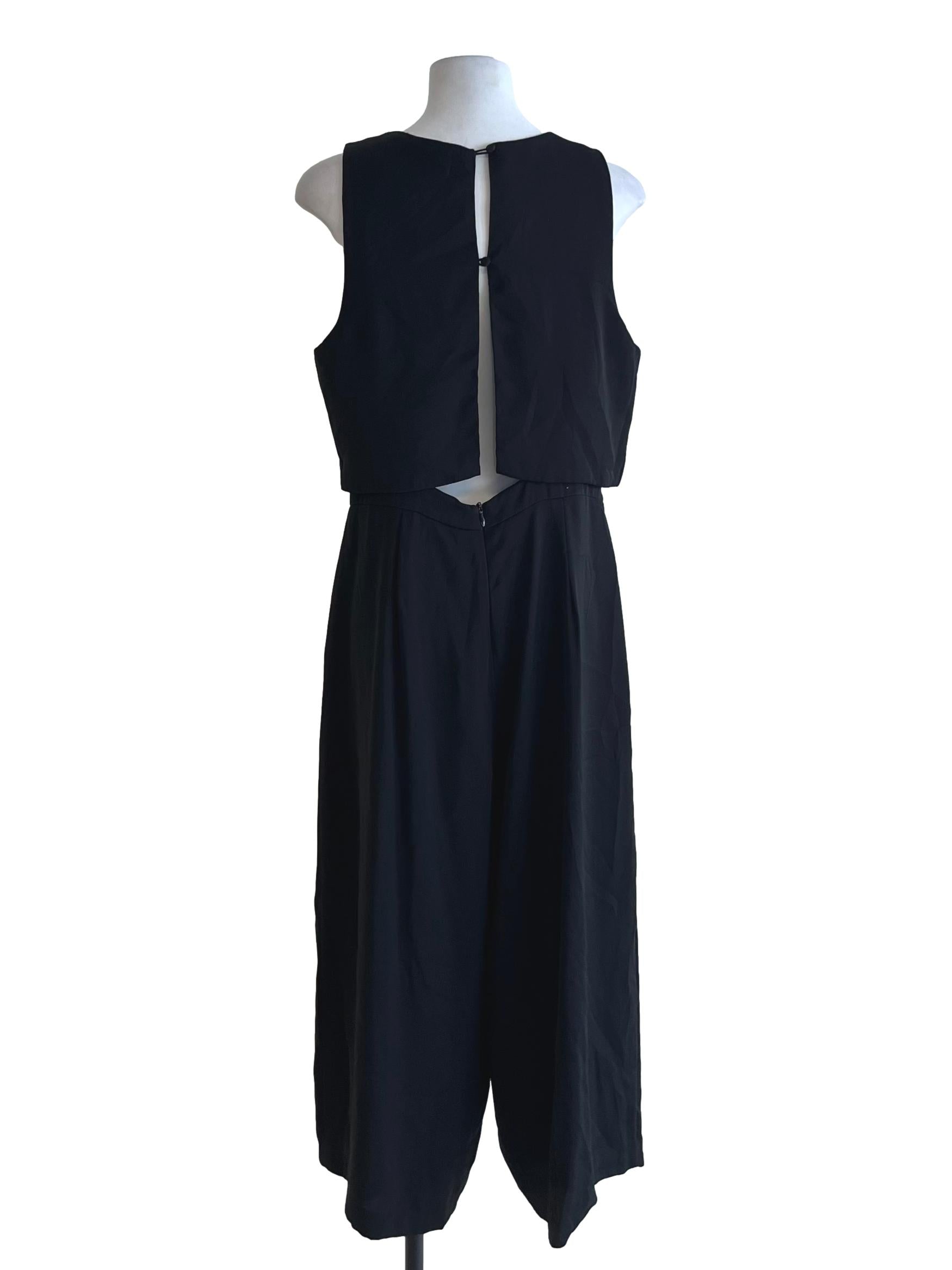 Black Jewel Neckline Jumpsuit
