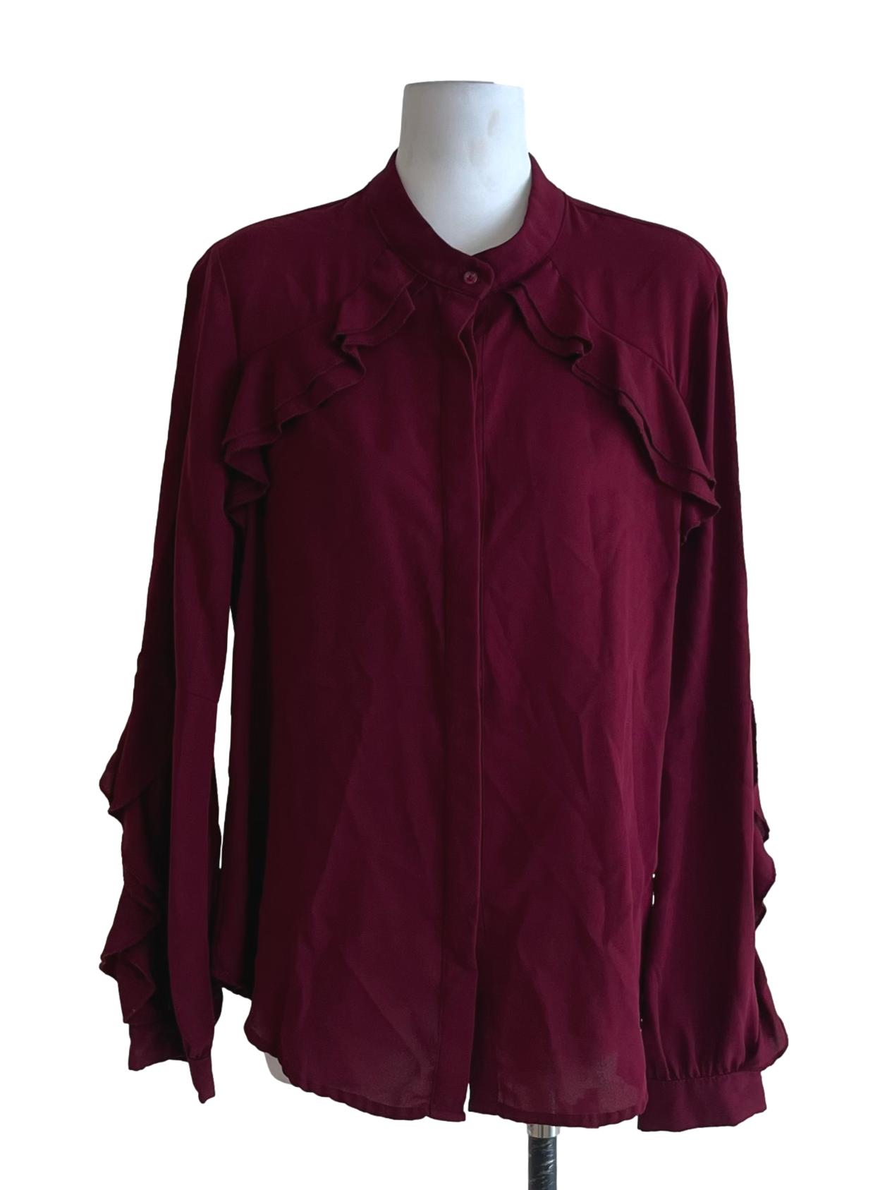 Plum Purple High-Rounded Collar Blouse