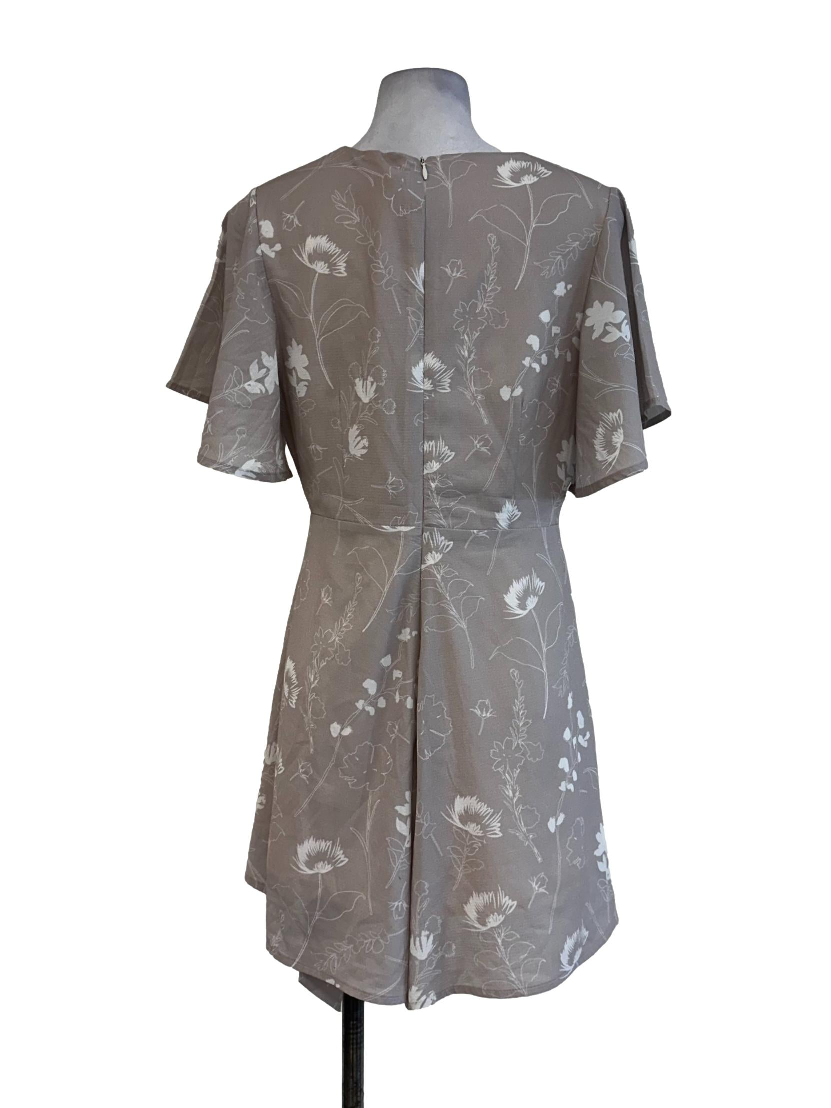 Latte Beige Flower Printed Romper