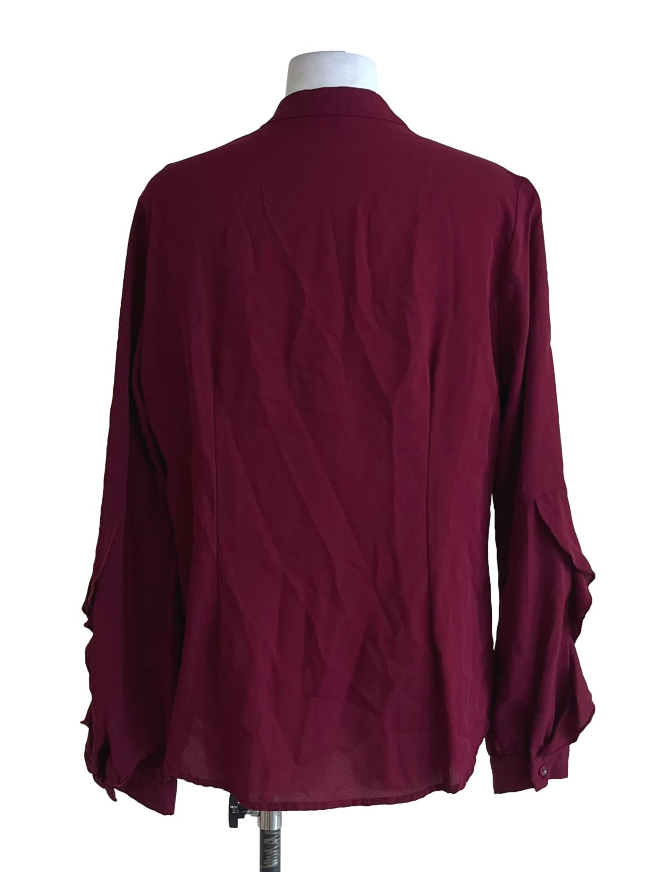 Plum Purple High-Rounded Collar Blouse