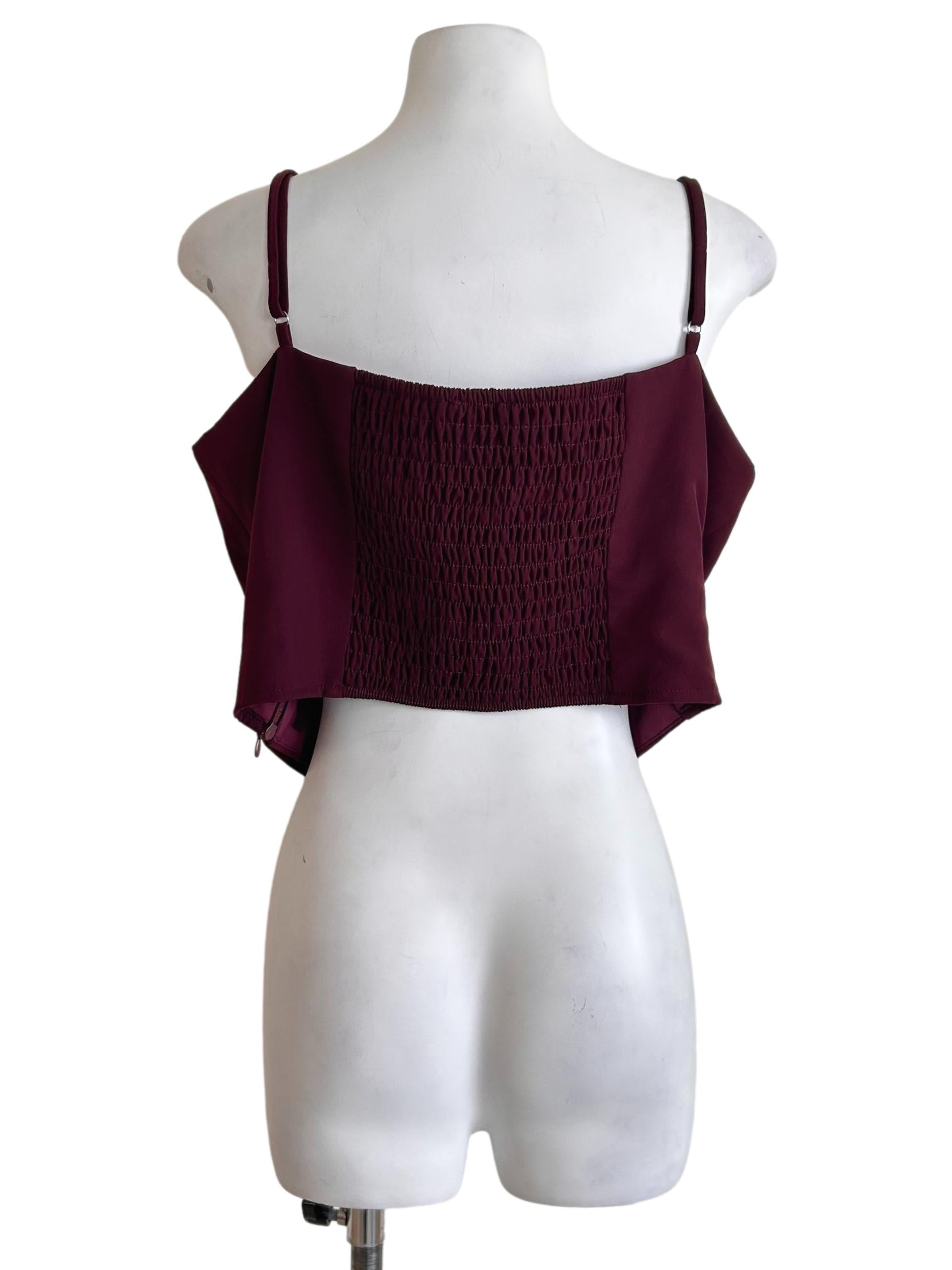 Burgundy Sleeveless Pleated Camisole