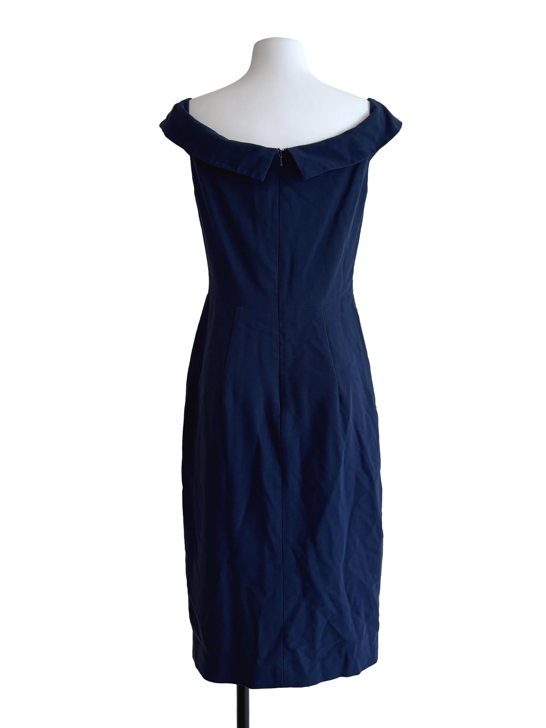 Navy Blue Off Shoulder Pencil Dress