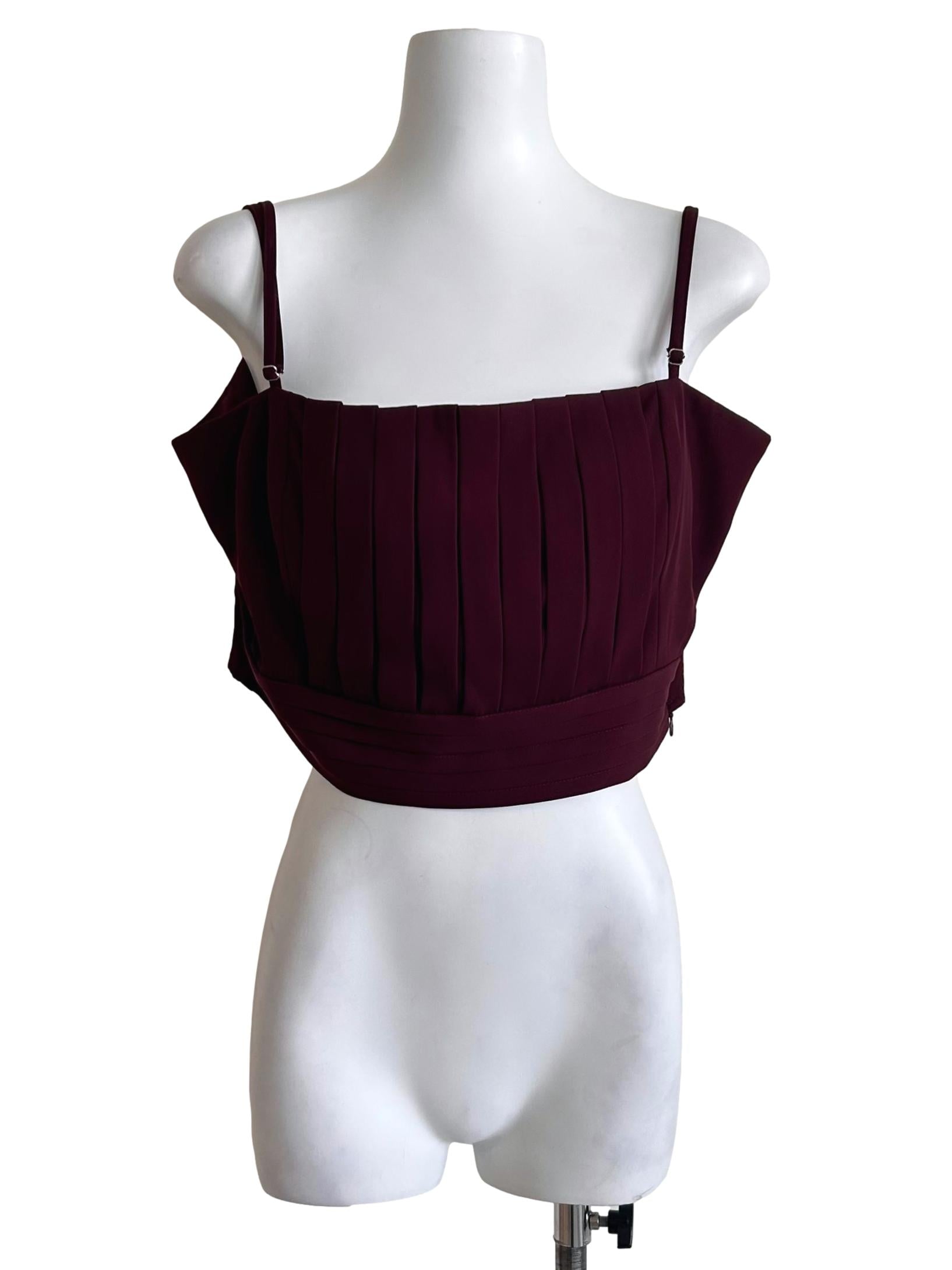 Burgundy Sleeveless Pleated Camisole