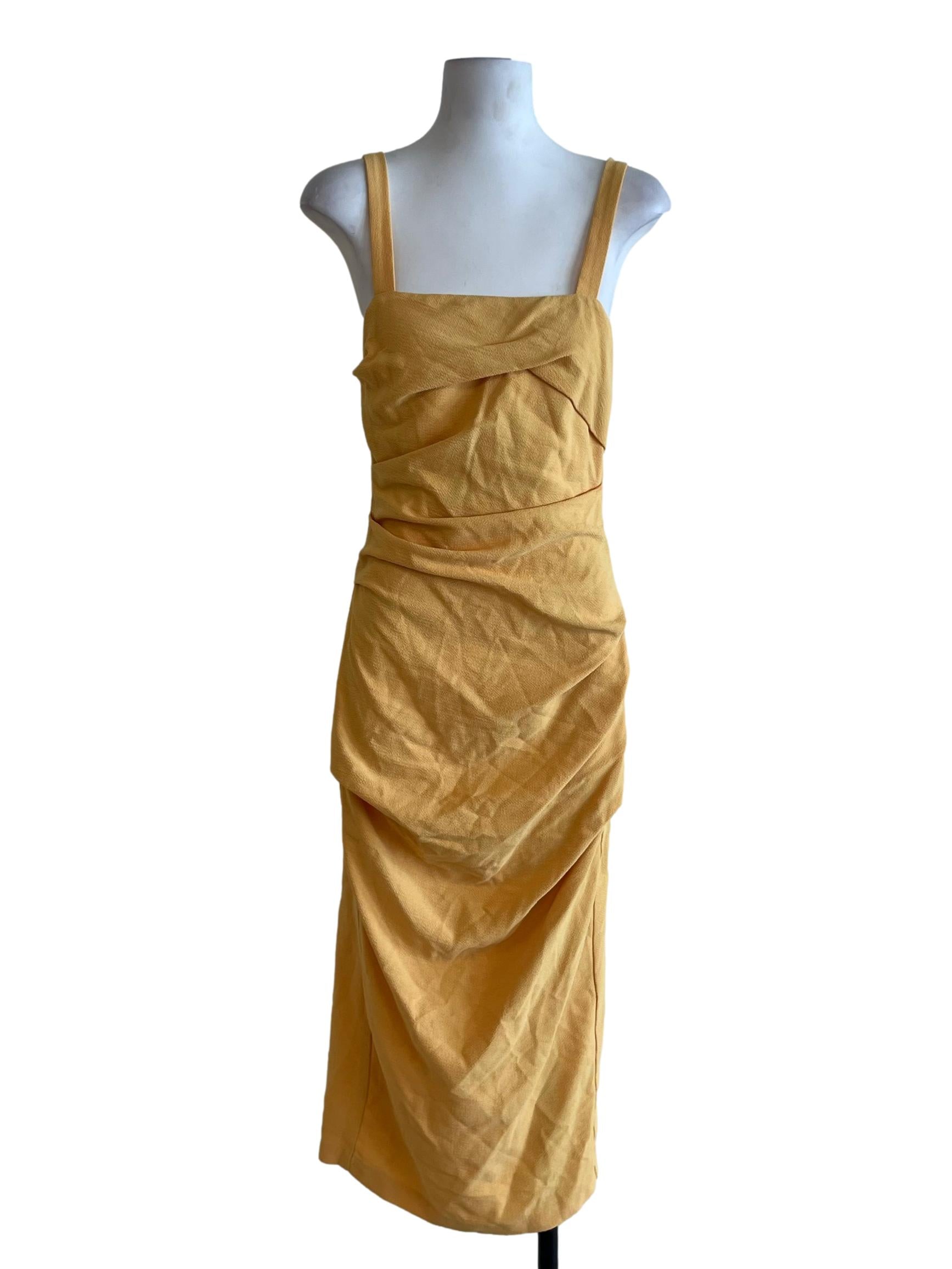 Honey Yellow Graph Check Sheath Dress