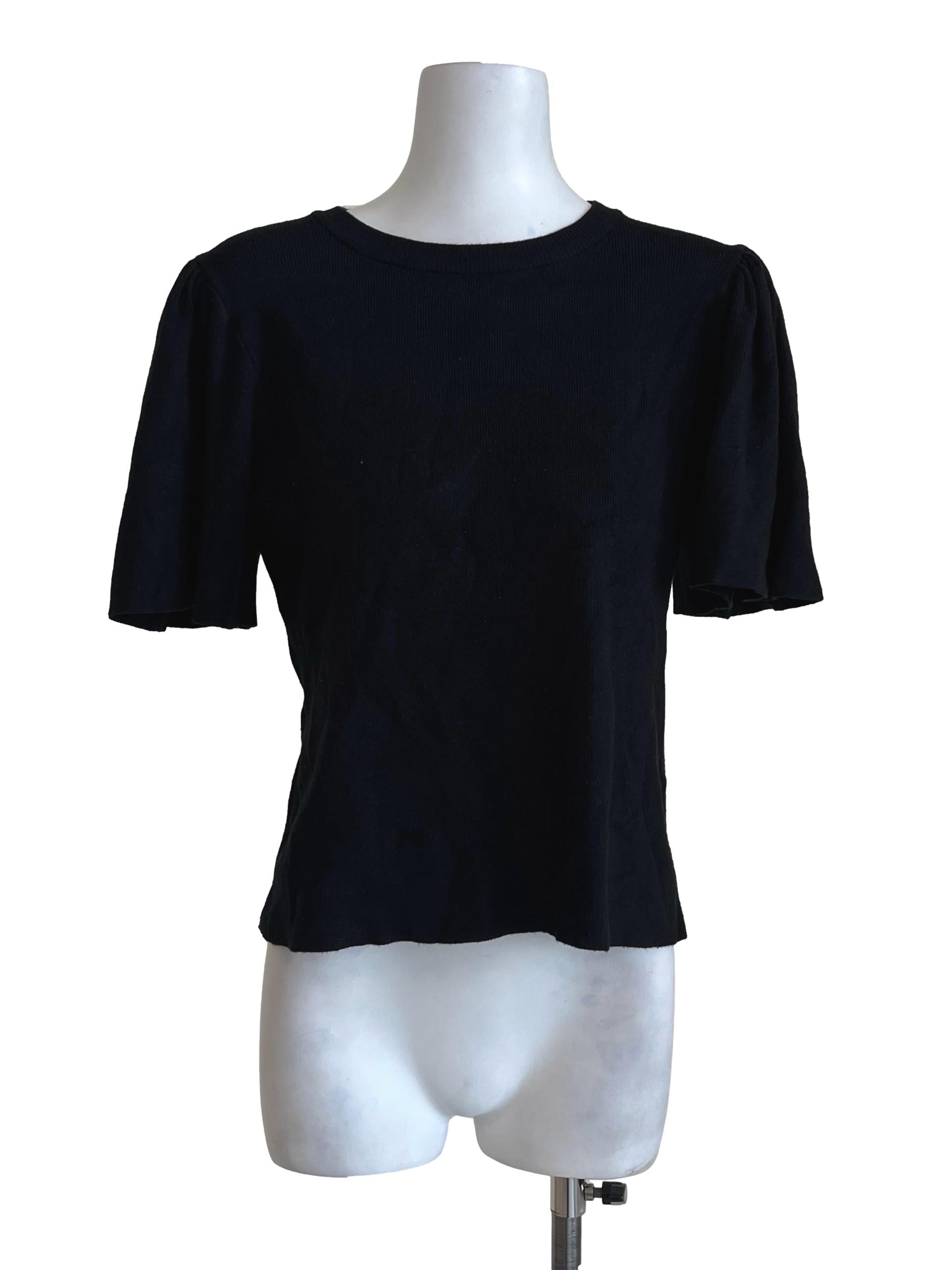 Jet Black Halter Short Sleeve Top LB