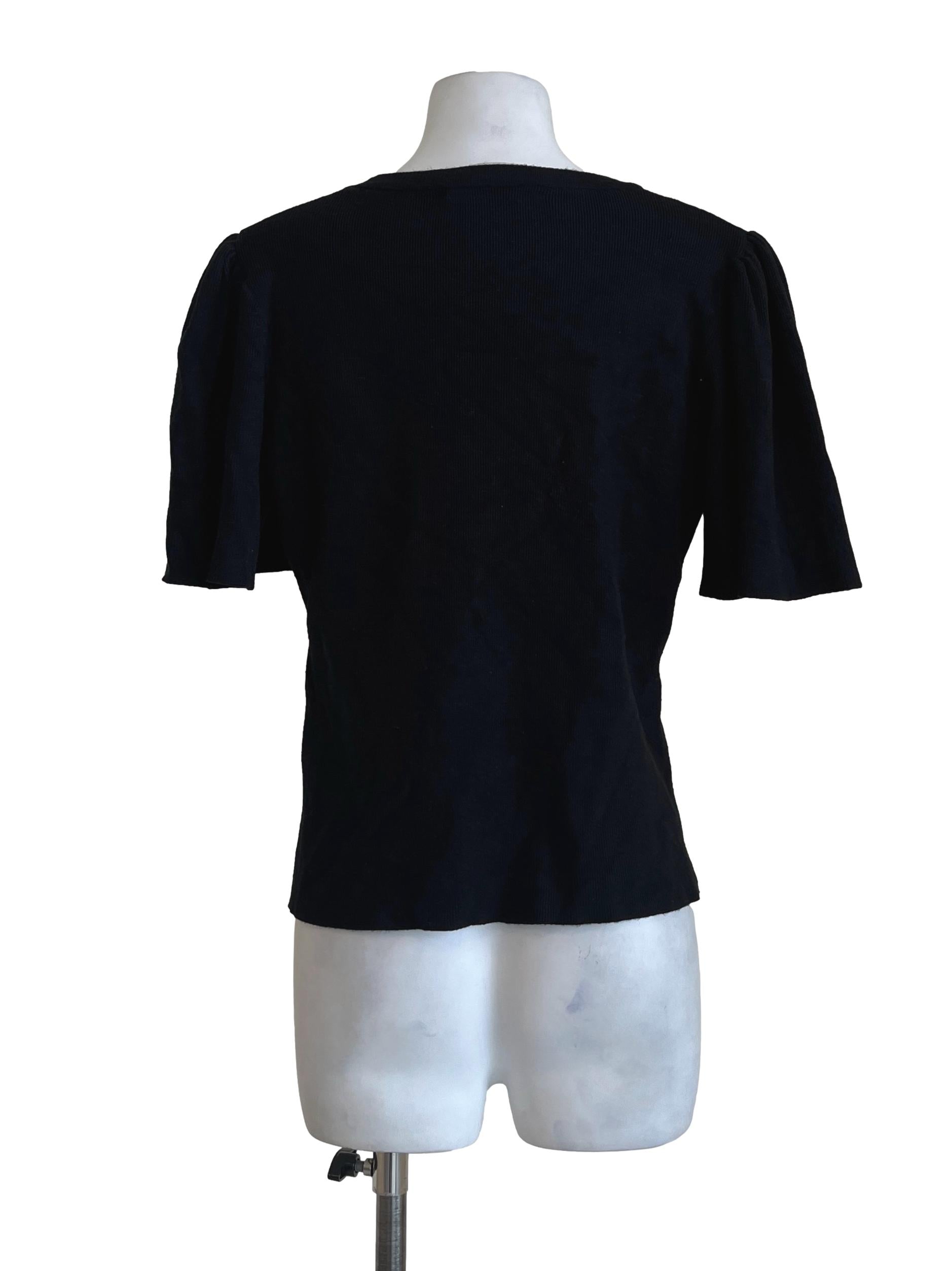 Jet Black Halter Short Sleeve Top LB