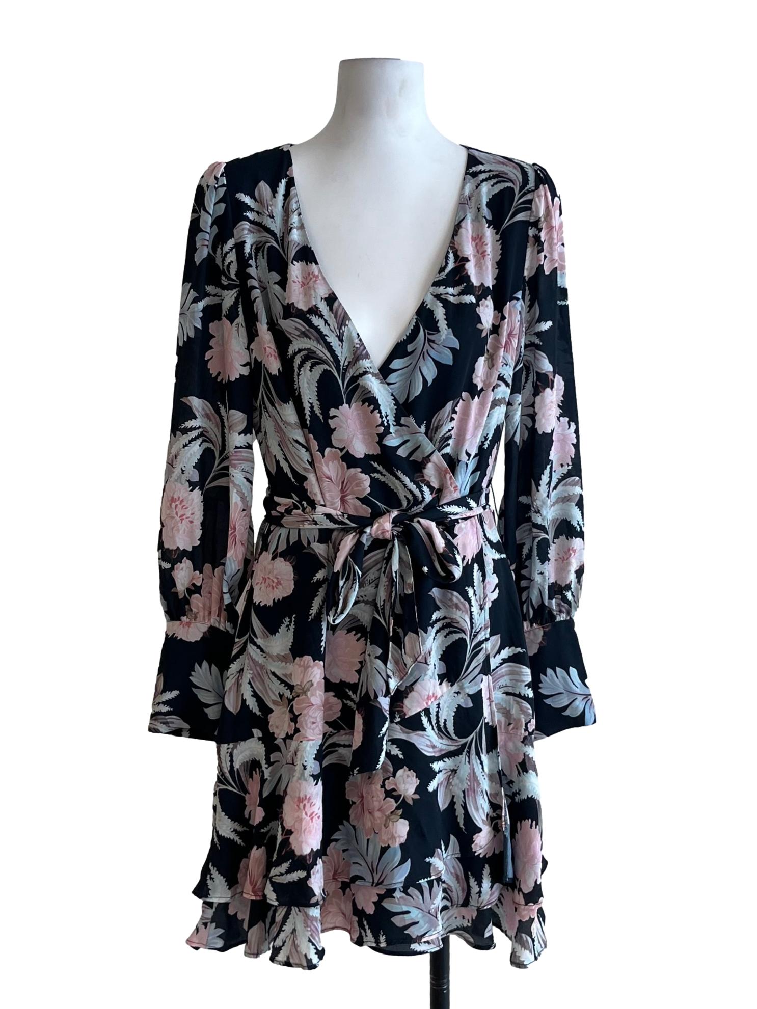 Peacock Blue Floral Empire Dress