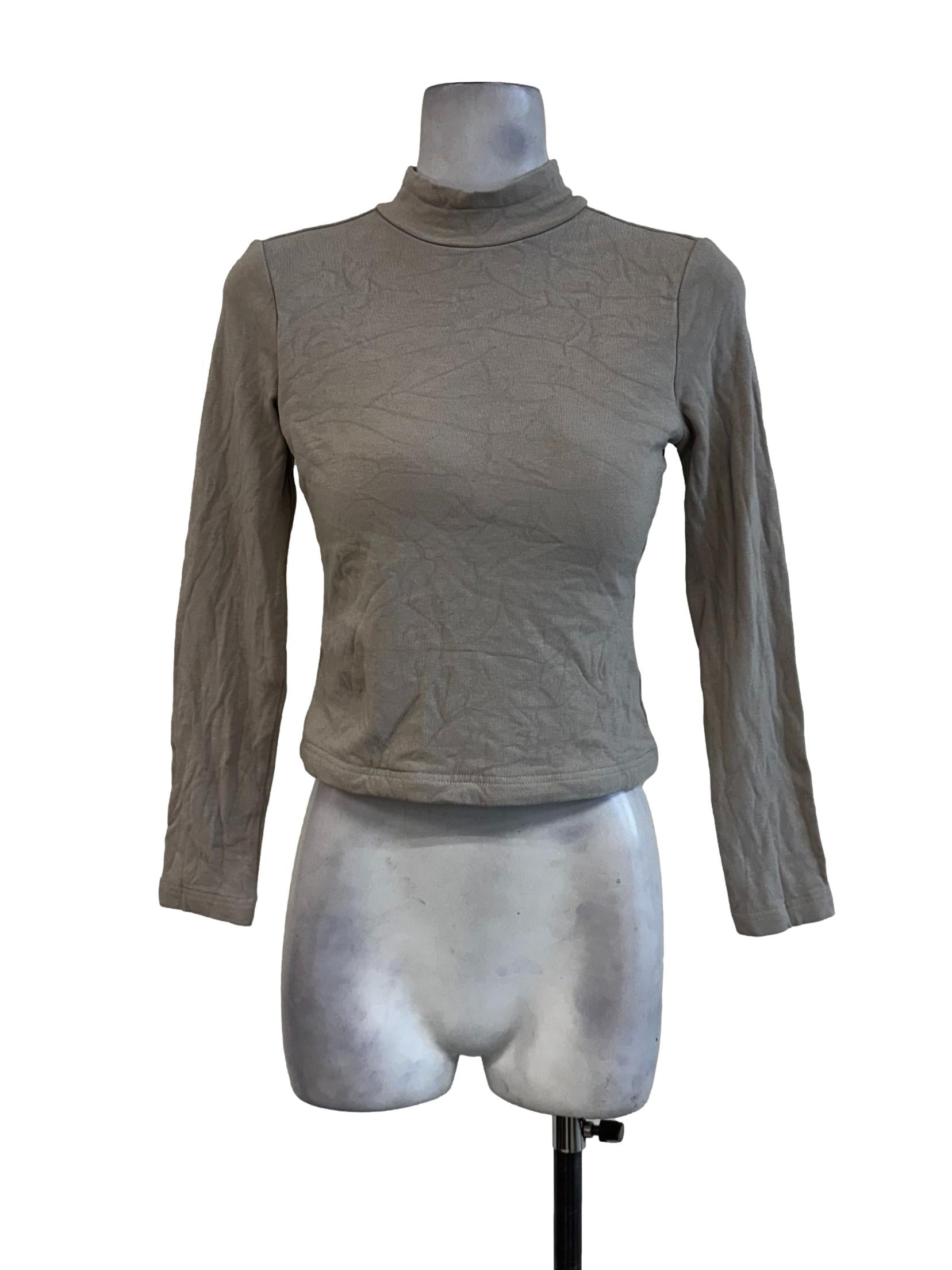 Beige Padded Long Sleeve Top