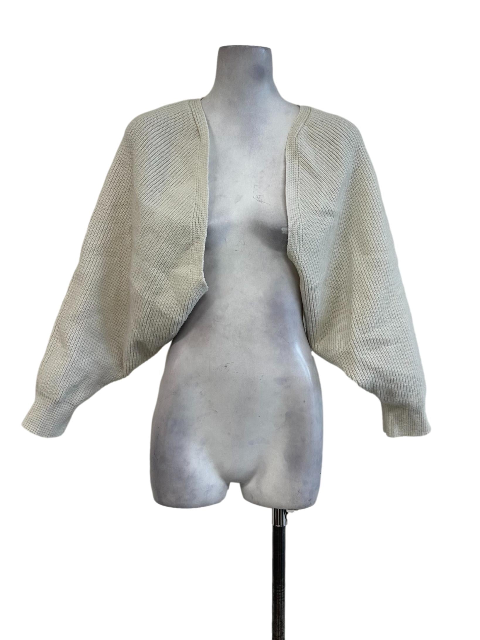 Ivory White Knitted Cropped Cardigan