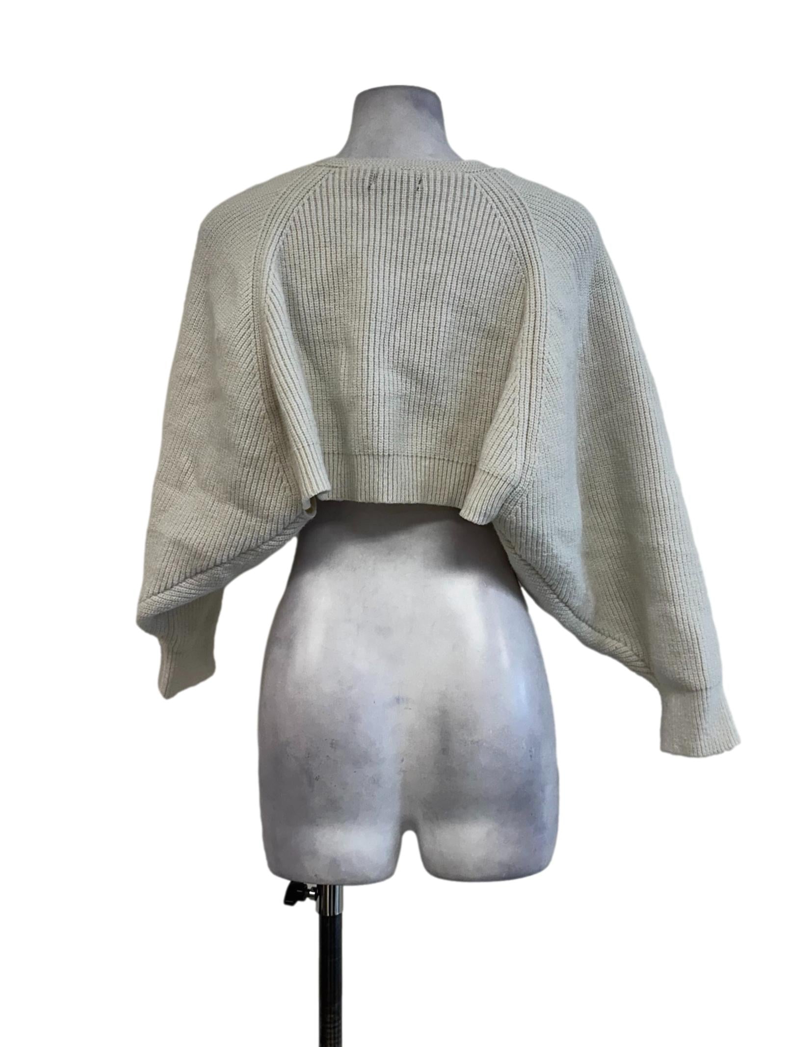 Ivory White Knitted Cropped Cardigan