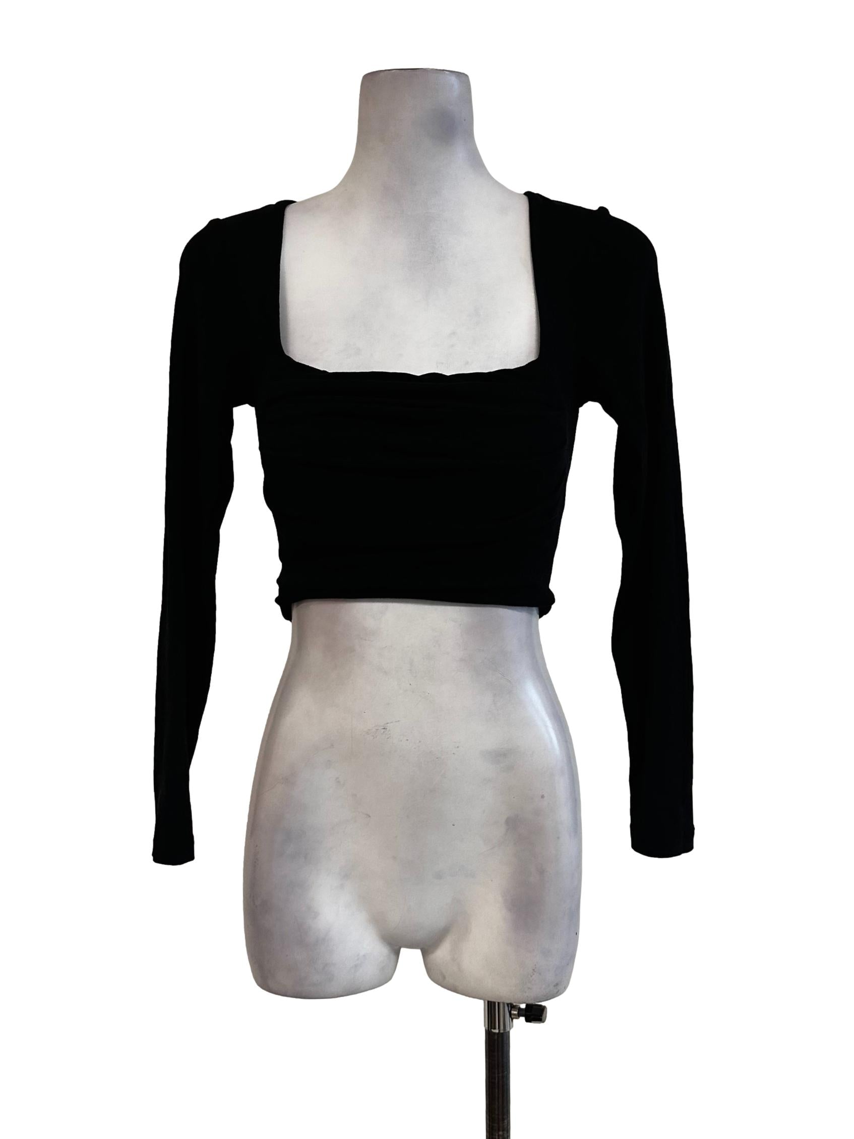 Black Padded Long Sleeve Top