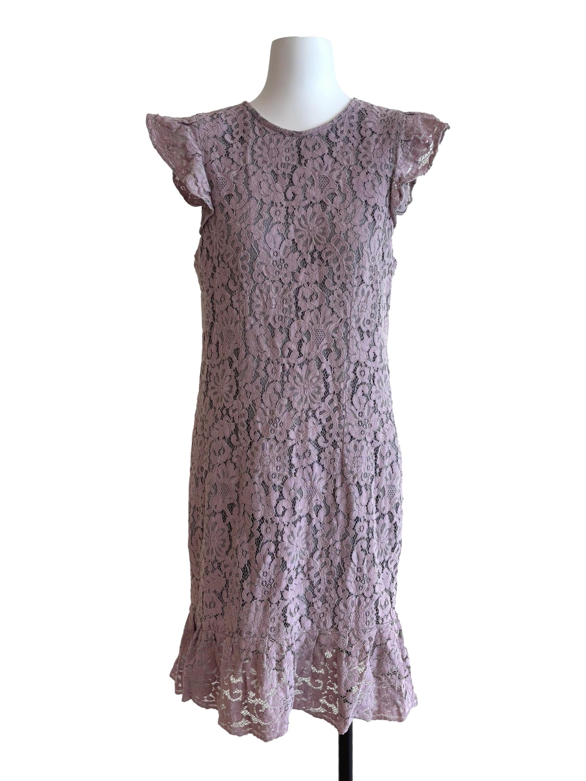 Heather Purple Lace Ruffle Dress