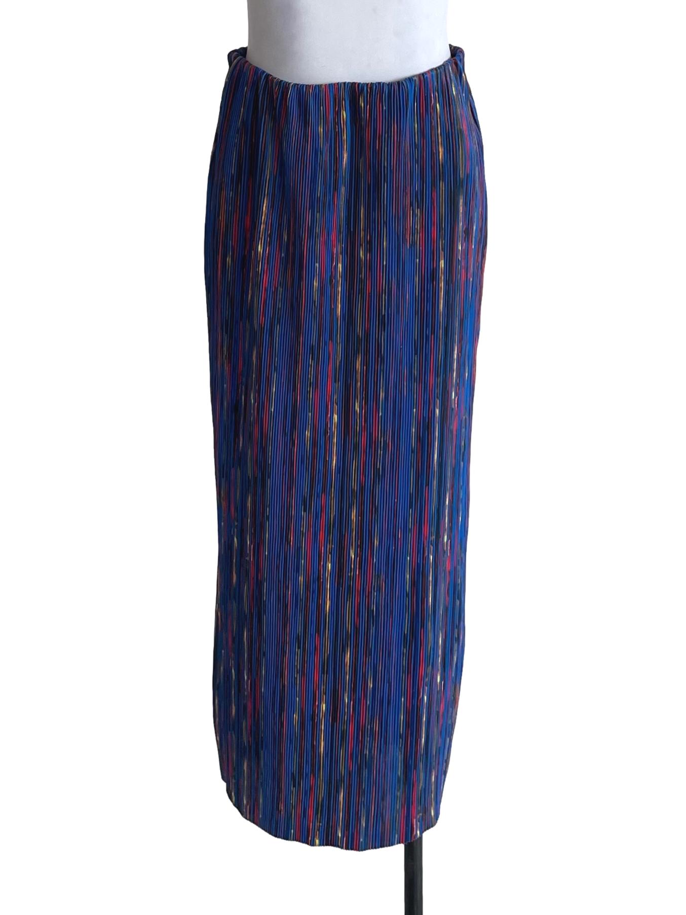 Royal Blue Multicolor Accordion Pencil Skirt