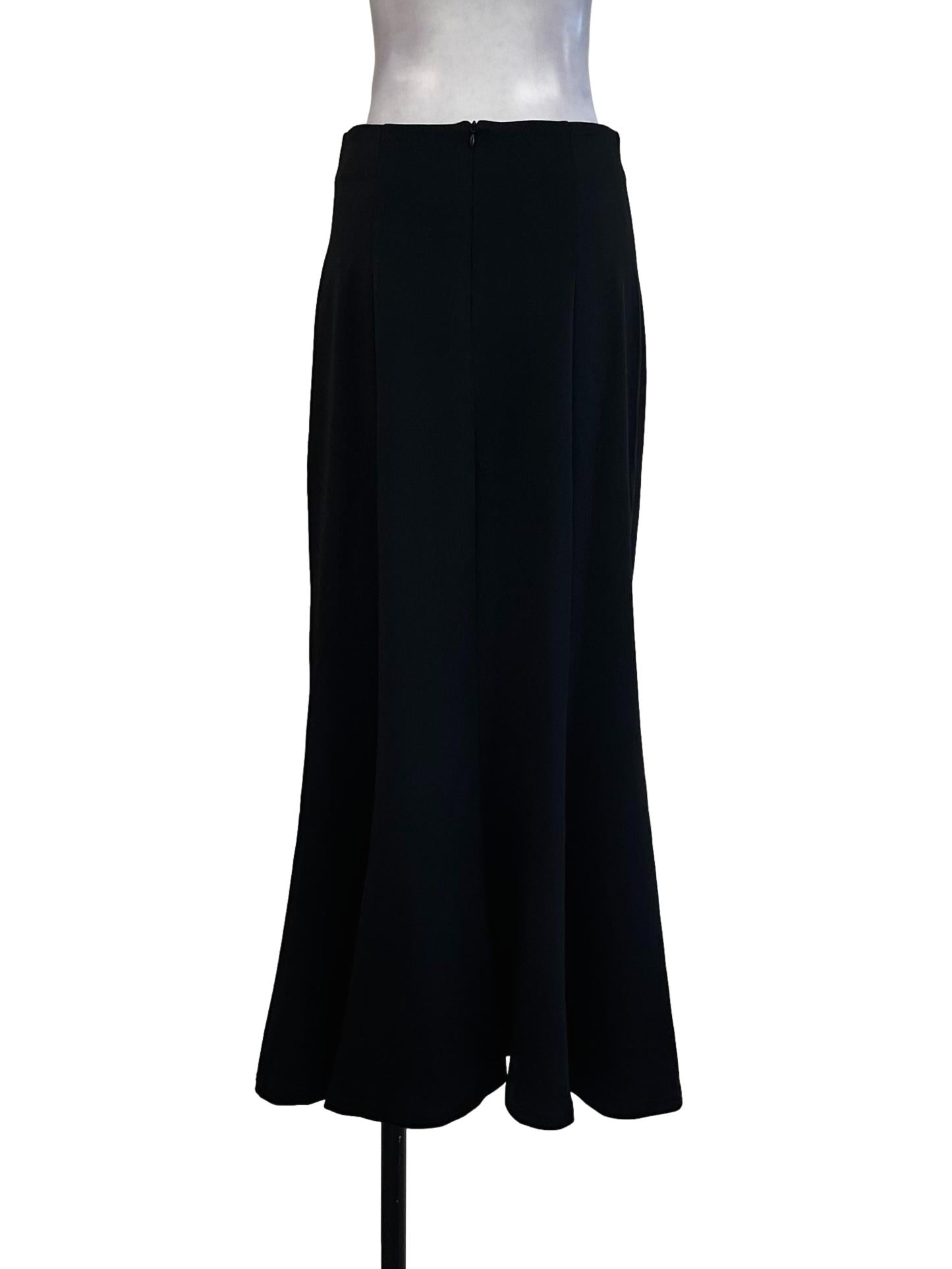 Black Plain Cotton Long Skirt