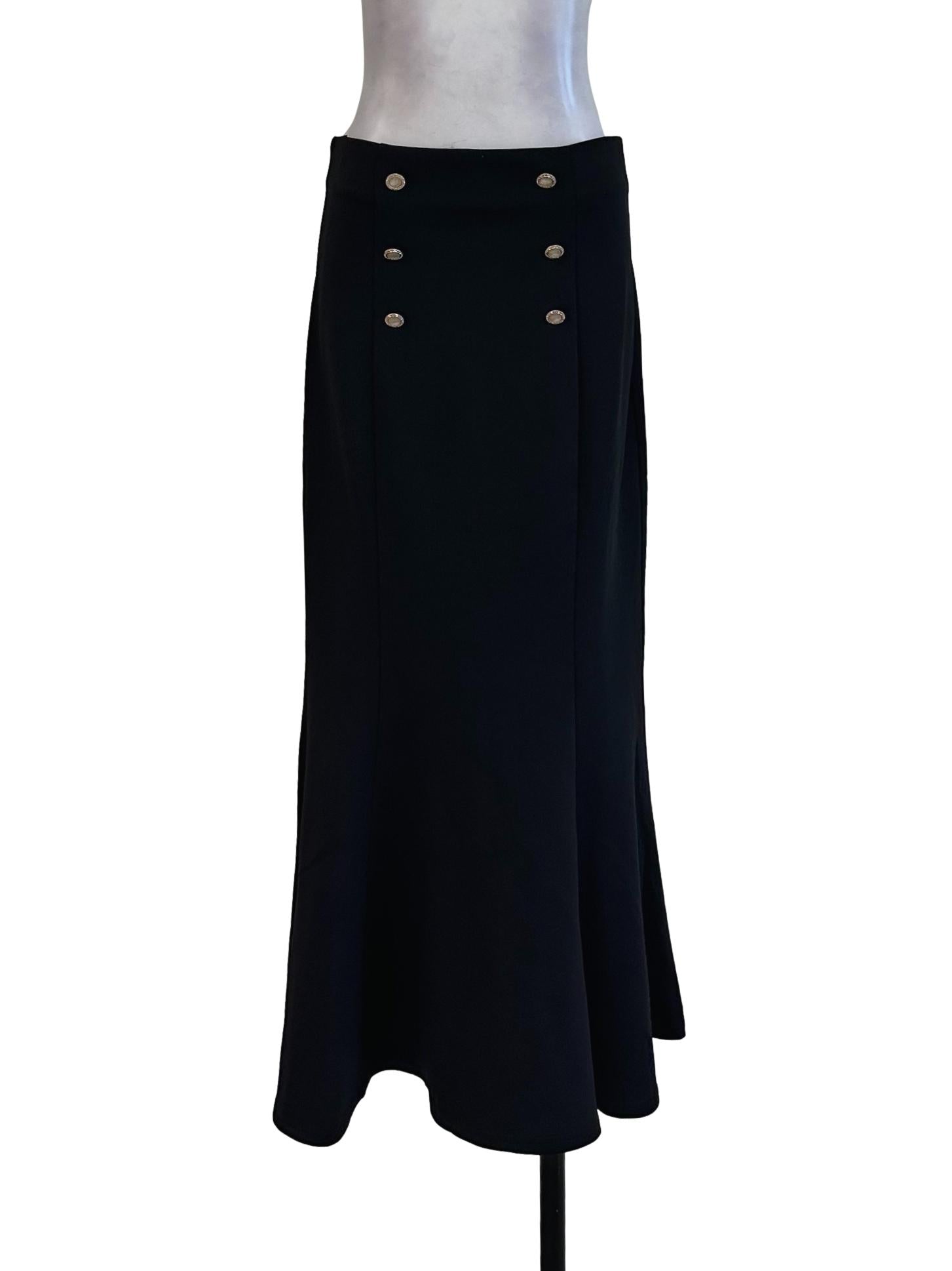Black Plain Cotton Long Skirt