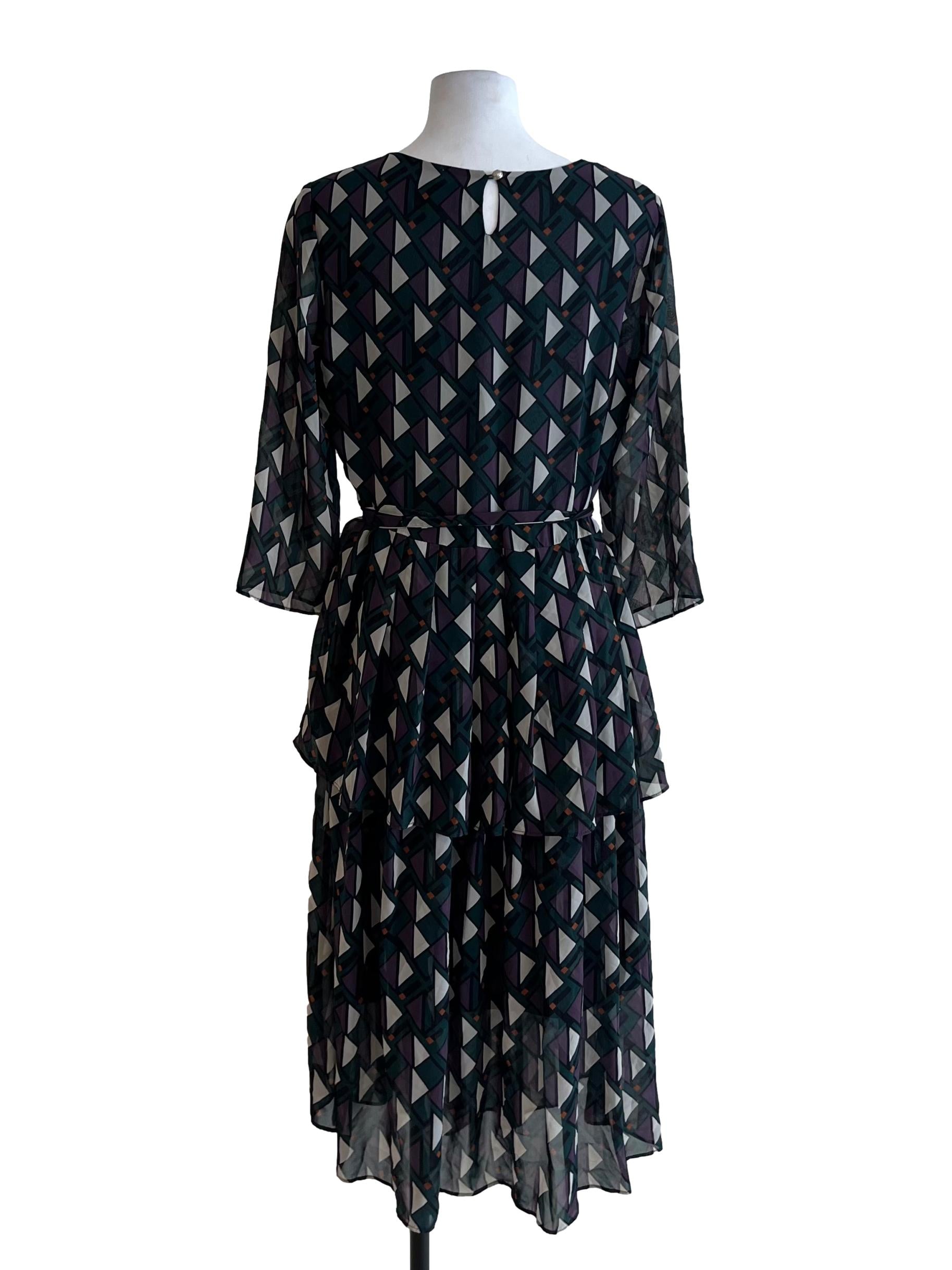 Pine Green Abstract Empire Dress