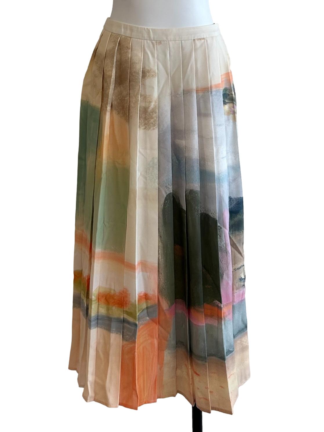 Yellow Soleil Pleated Midi Skirt OSN