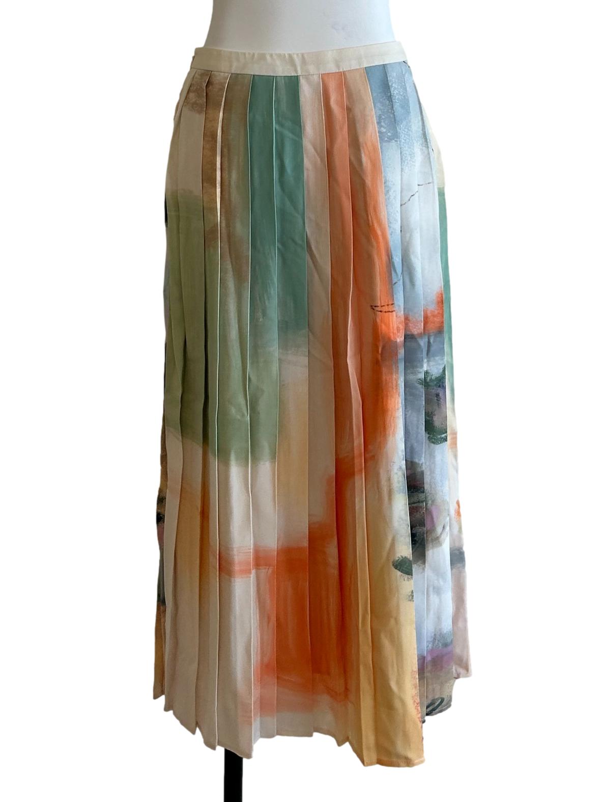 Yellow Soleil Pleated Midi Skirt OSN