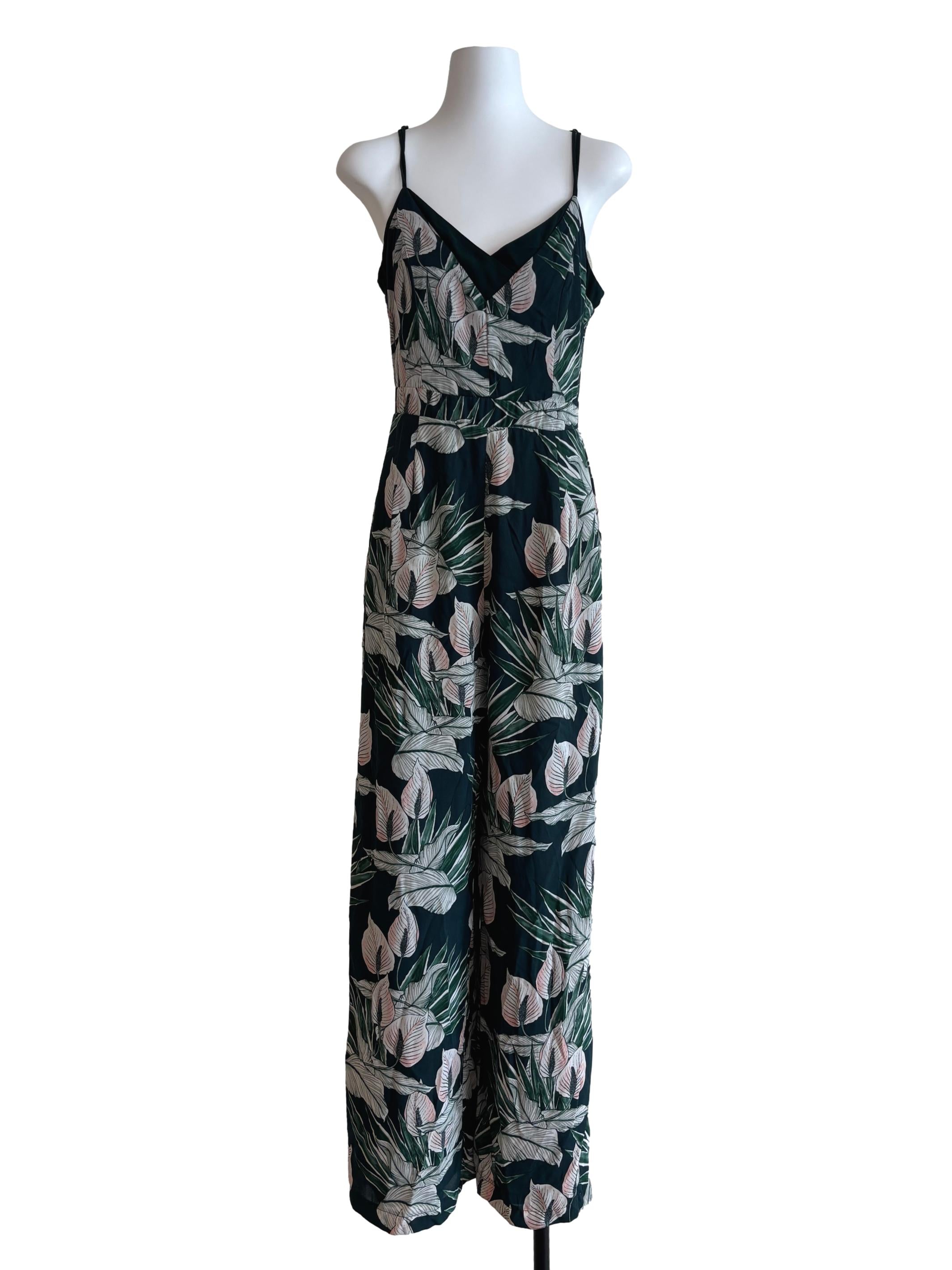 Pine Green Printed Cami Jumpsuit